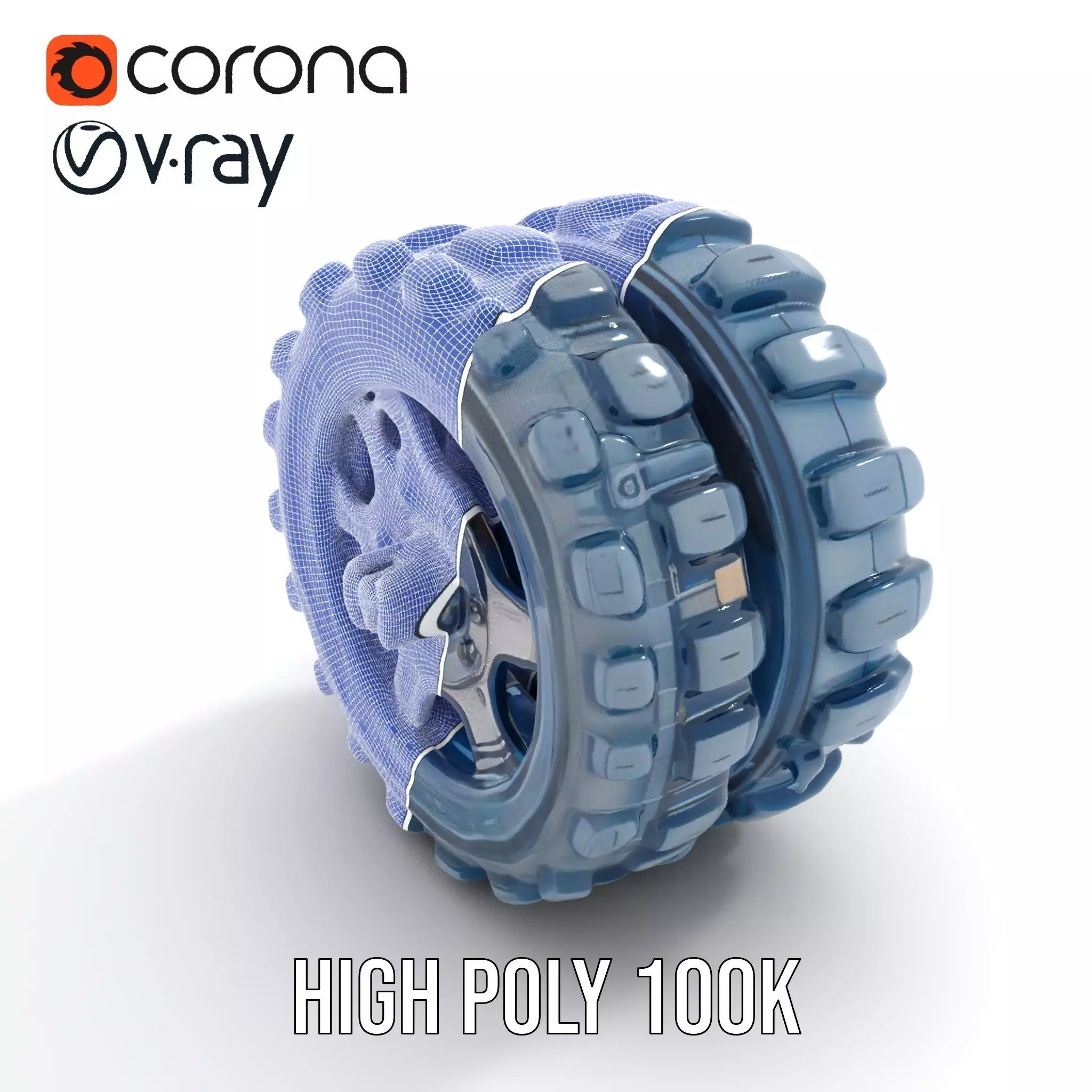 Futuristic HeavyDuty Wheel Model Pack with LED Lights Low-poly 3D model_34
