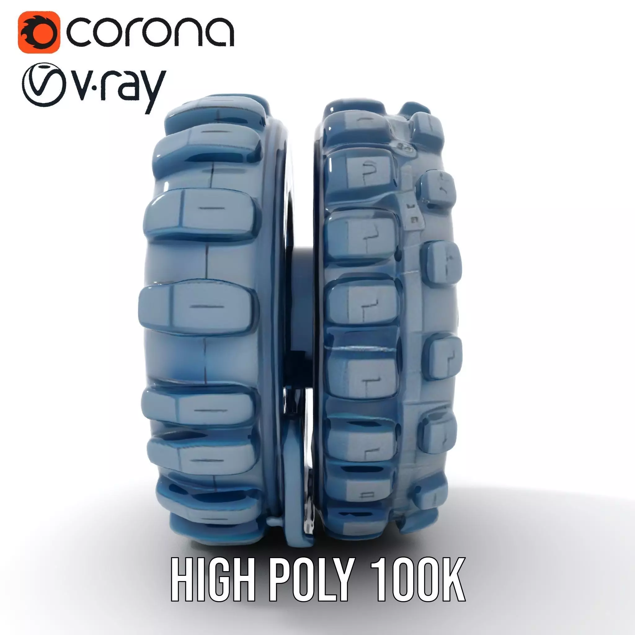 Futuristic HeavyDuty Wheel Model Pack with LED Lights Low-poly 3D model_21