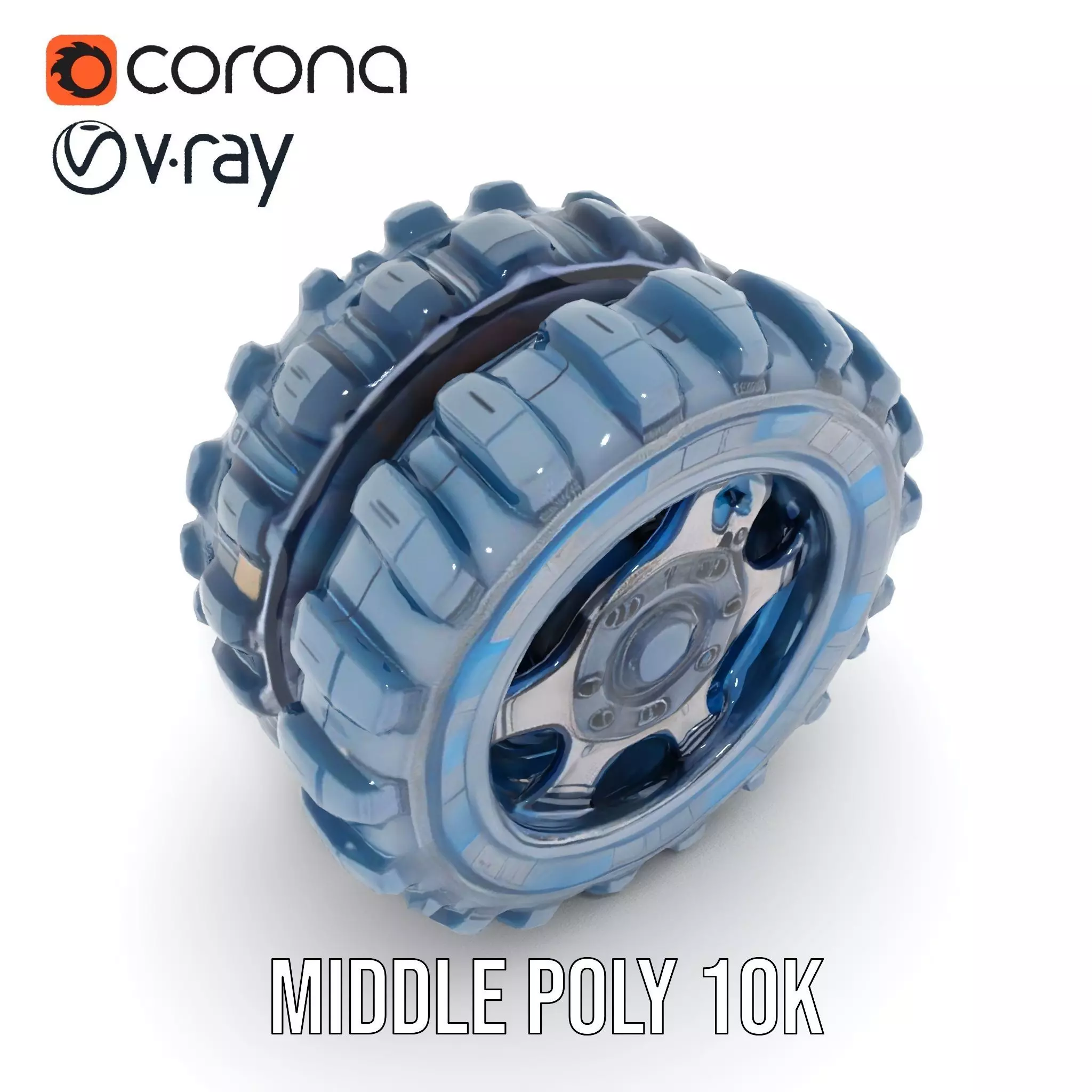 Futuristic HeavyDuty Wheel Model Pack with LED Lights Low-poly 3D model_11
