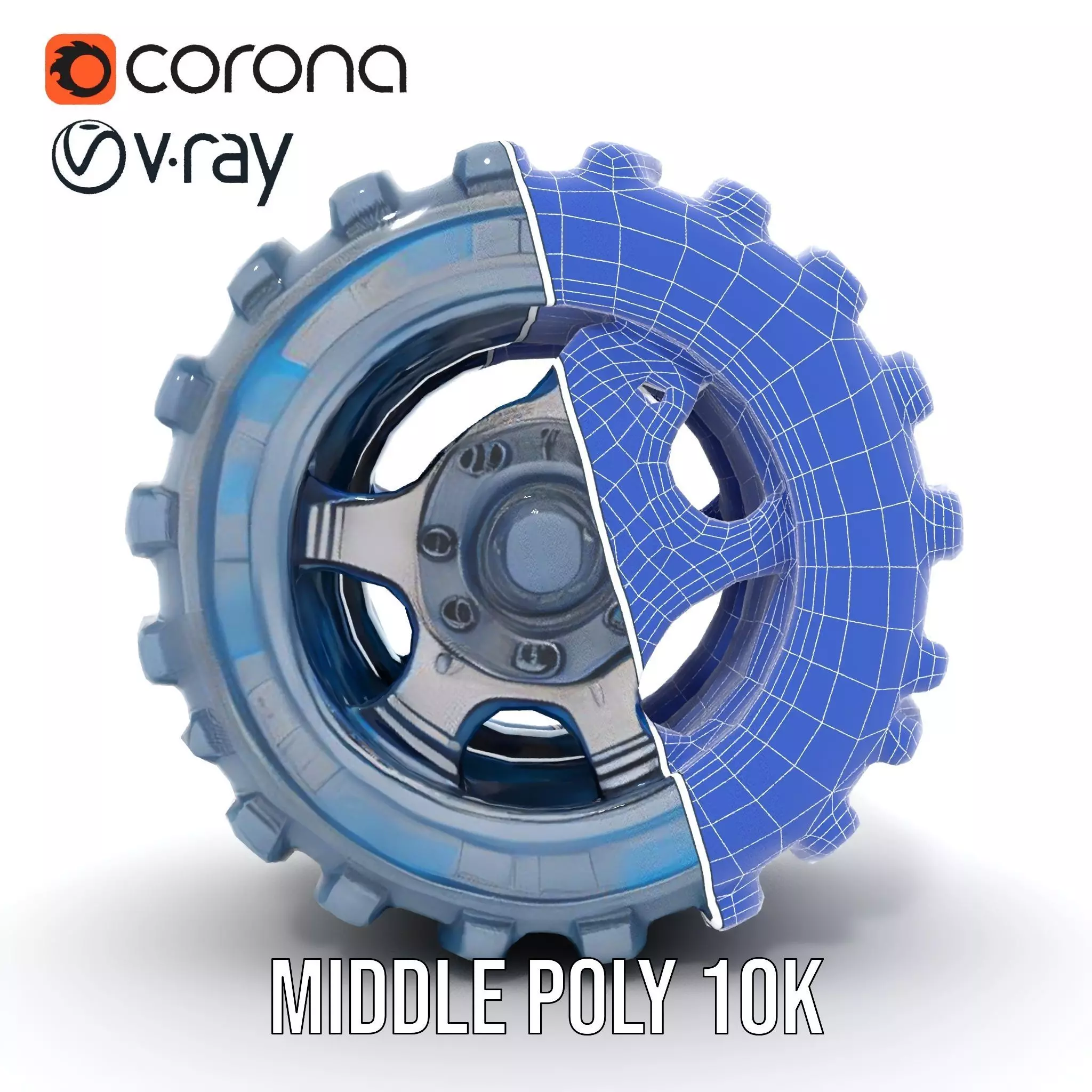 Futuristic HeavyDuty Wheel Model Pack with LED Lights Low-poly 3D model_28