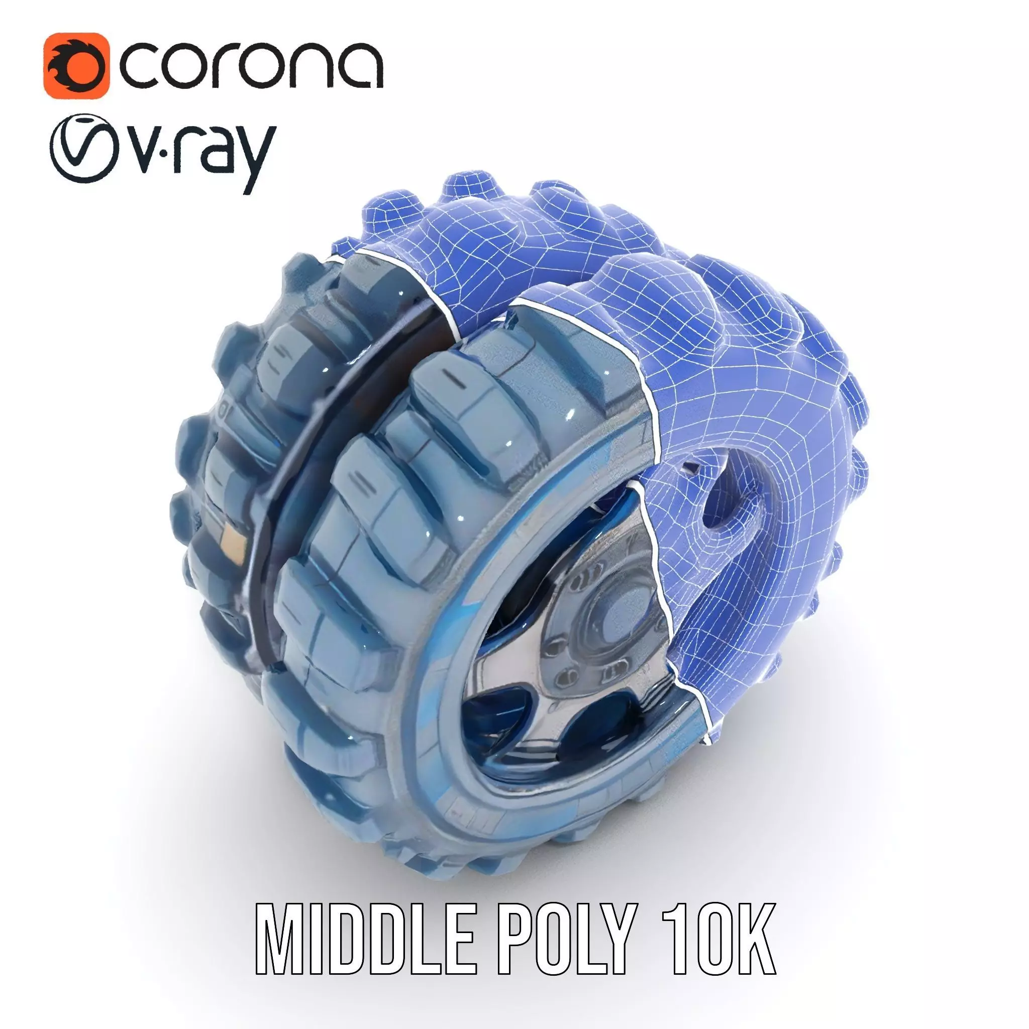 Futuristic HeavyDuty Wheel Model Pack with LED Lights Low-poly 3D model_25