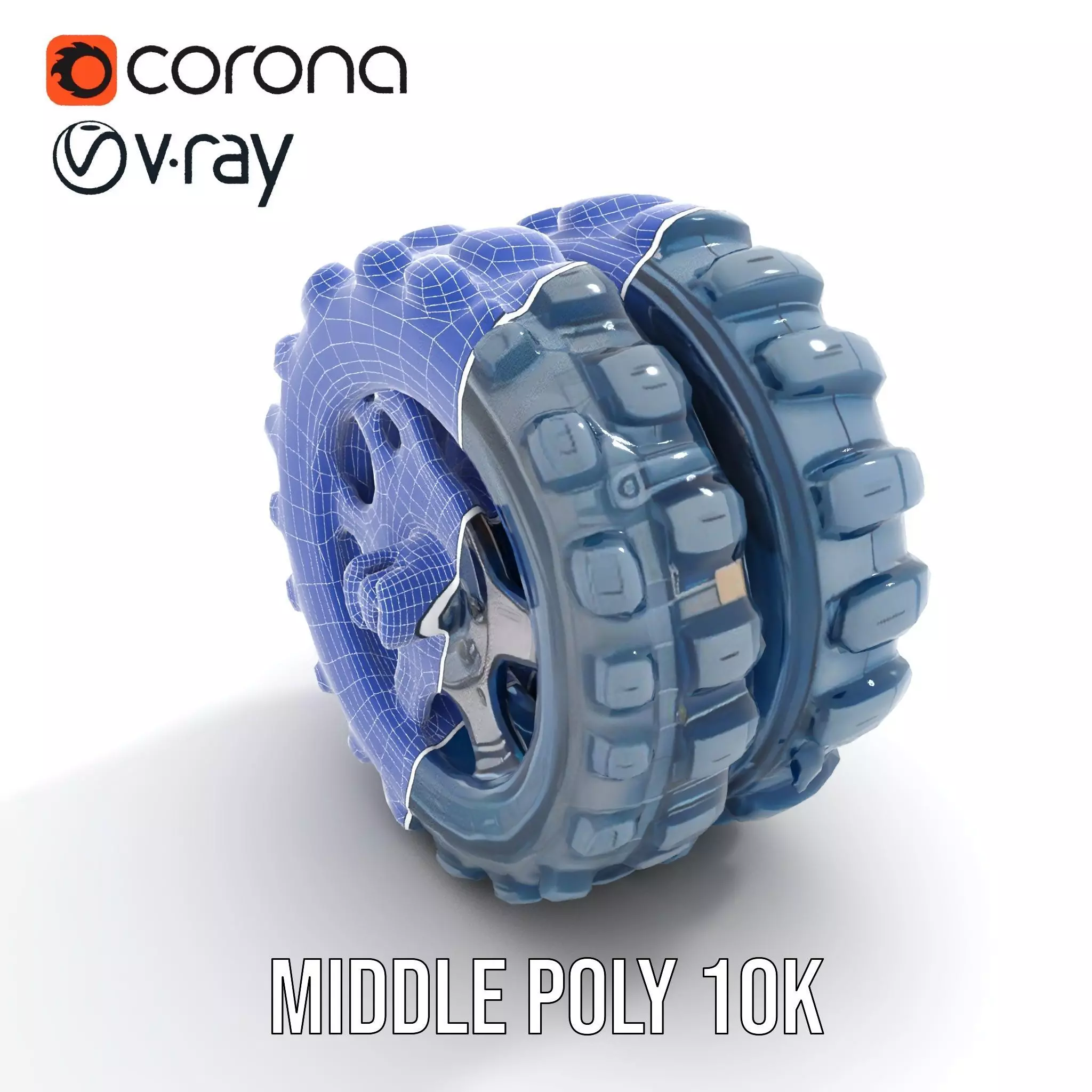 Futuristic HeavyDuty Wheel Model Pack with LED Lights Low-poly 3D model_19