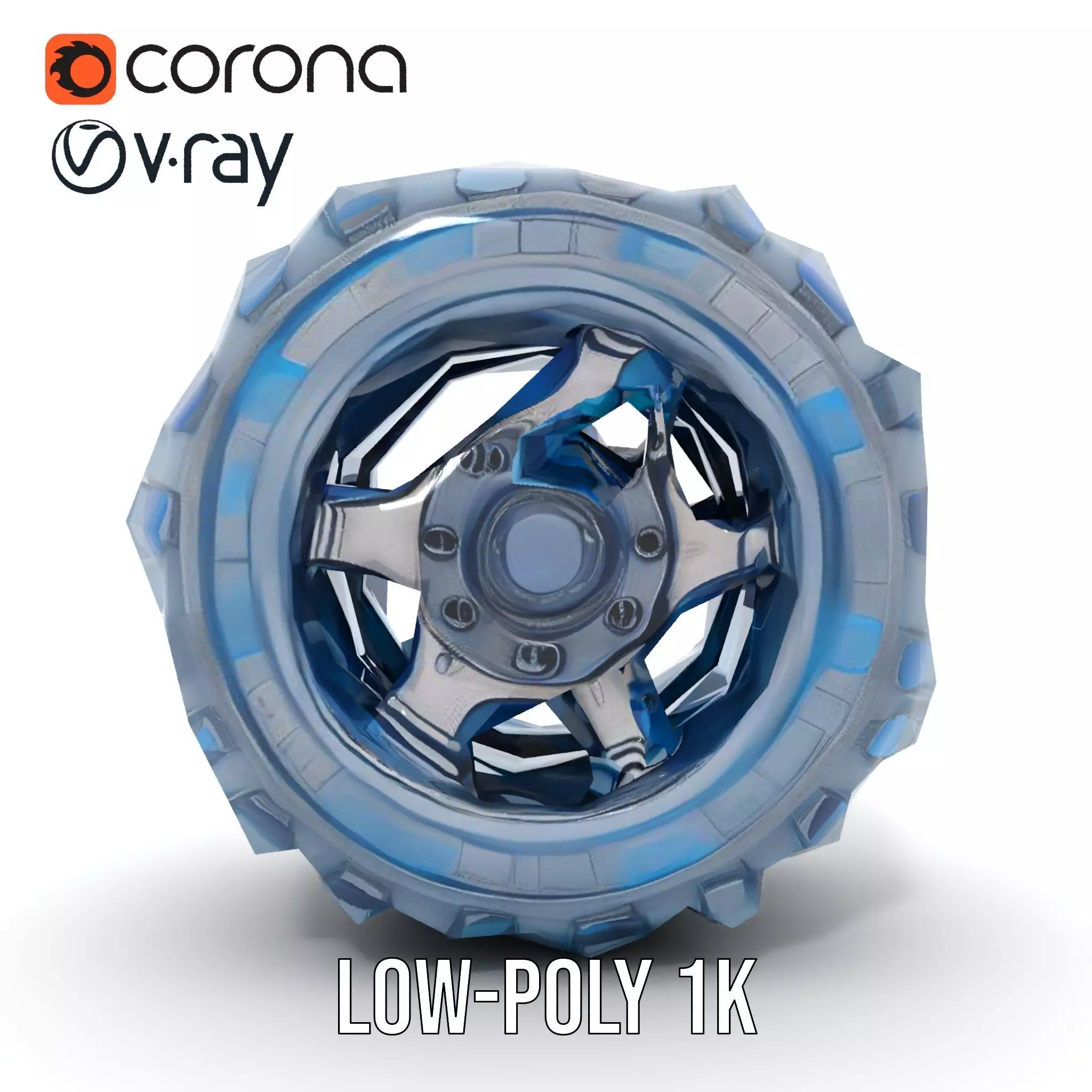 Futuristic HeavyDuty Wheel Model Pack with LED Lights Low-poly 3D model_23