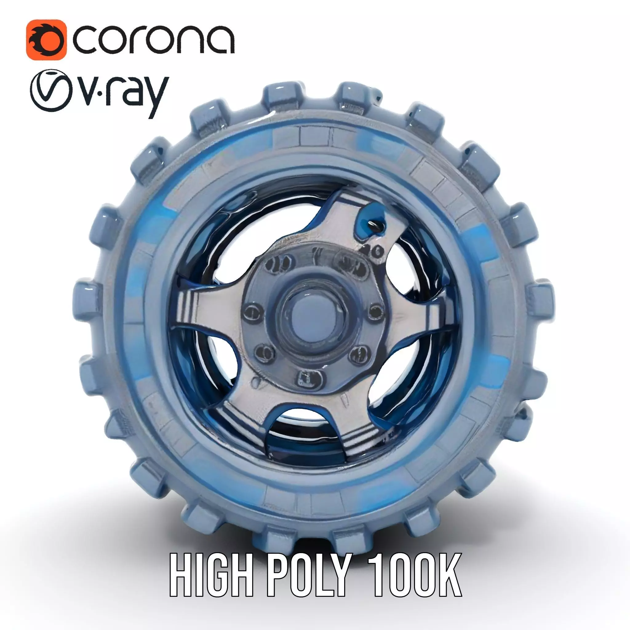 Futuristic HeavyDuty Wheel Model Pack with LED Lights Low-poly 3D model_27