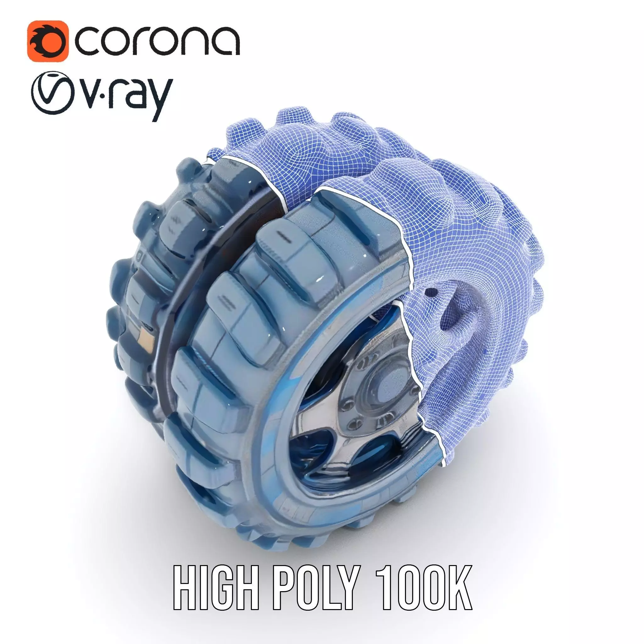 Futuristic HeavyDuty Wheel Model Pack with LED Lights Low-poly 3D model_35