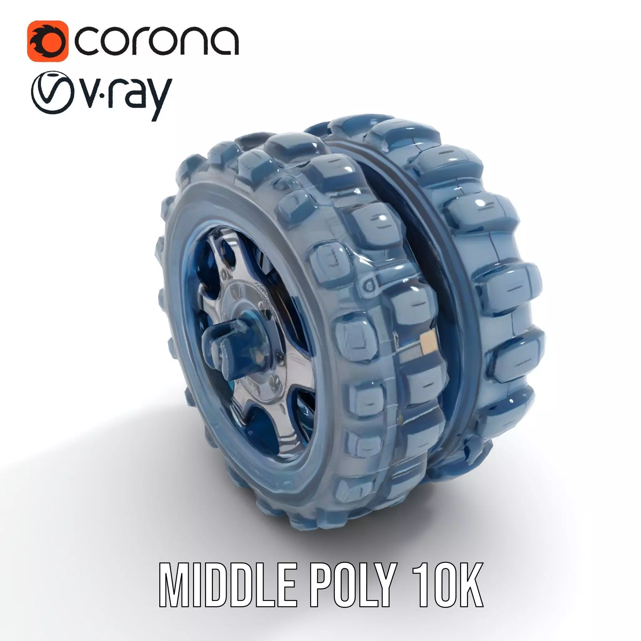 Futuristic HeavyDuty Wheel Model Pack with LED Lights Low-poly 3D model_7