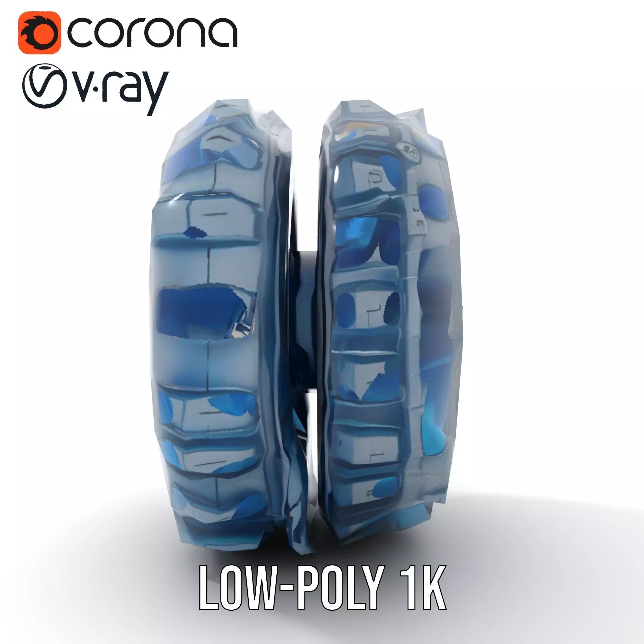 Futuristic HeavyDuty Wheel Model Pack with LED Lights Low-poly 3D model_12