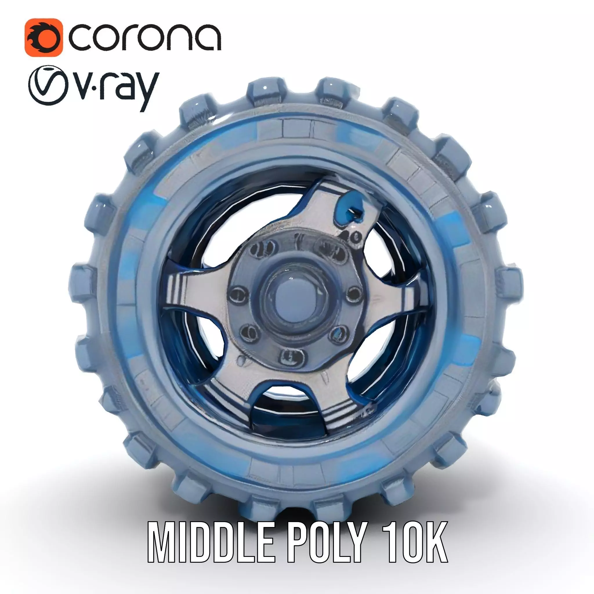 Futuristic HeavyDuty Wheel Model Pack with LED Lights Low-poly 3D model_14