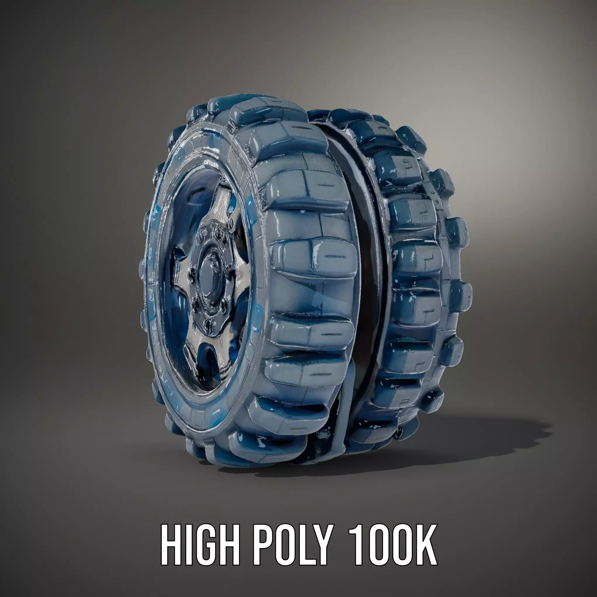 Futuristic HeavyDuty Wheel Model Pack with LED Lights Low-poly 3D model_13
