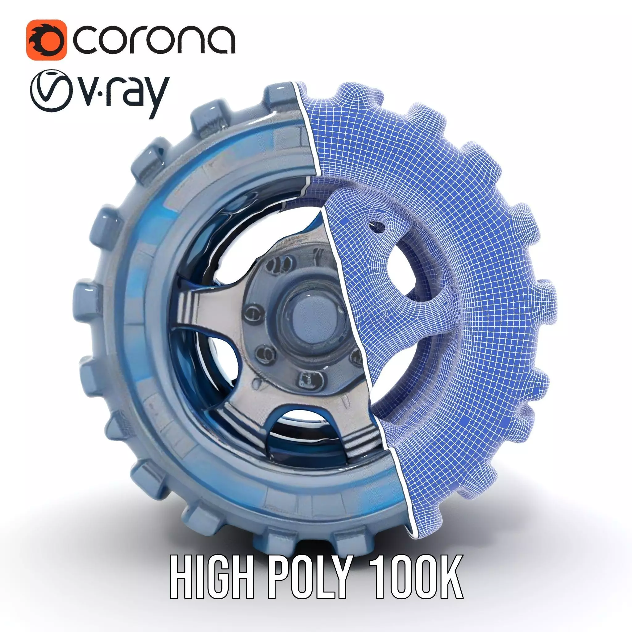 Futuristic HeavyDuty Wheel Model Pack with LED Lights Low-poly 3D model_32