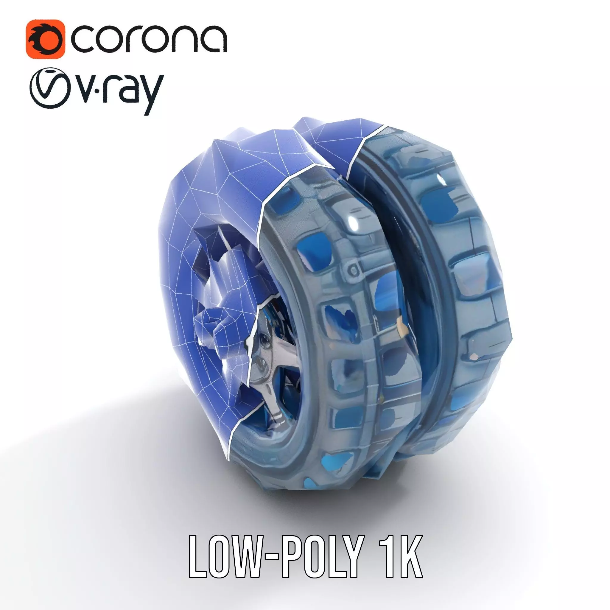 Futuristic HeavyDuty Wheel Model Pack with LED Lights Low-poly 3D model_26