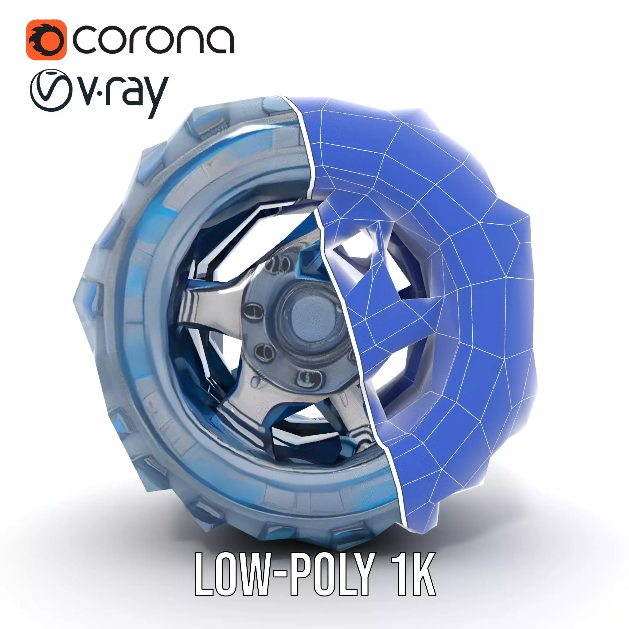 Futuristic HeavyDuty Wheel Model Pack with LED Lights Low-poly 3D model_31