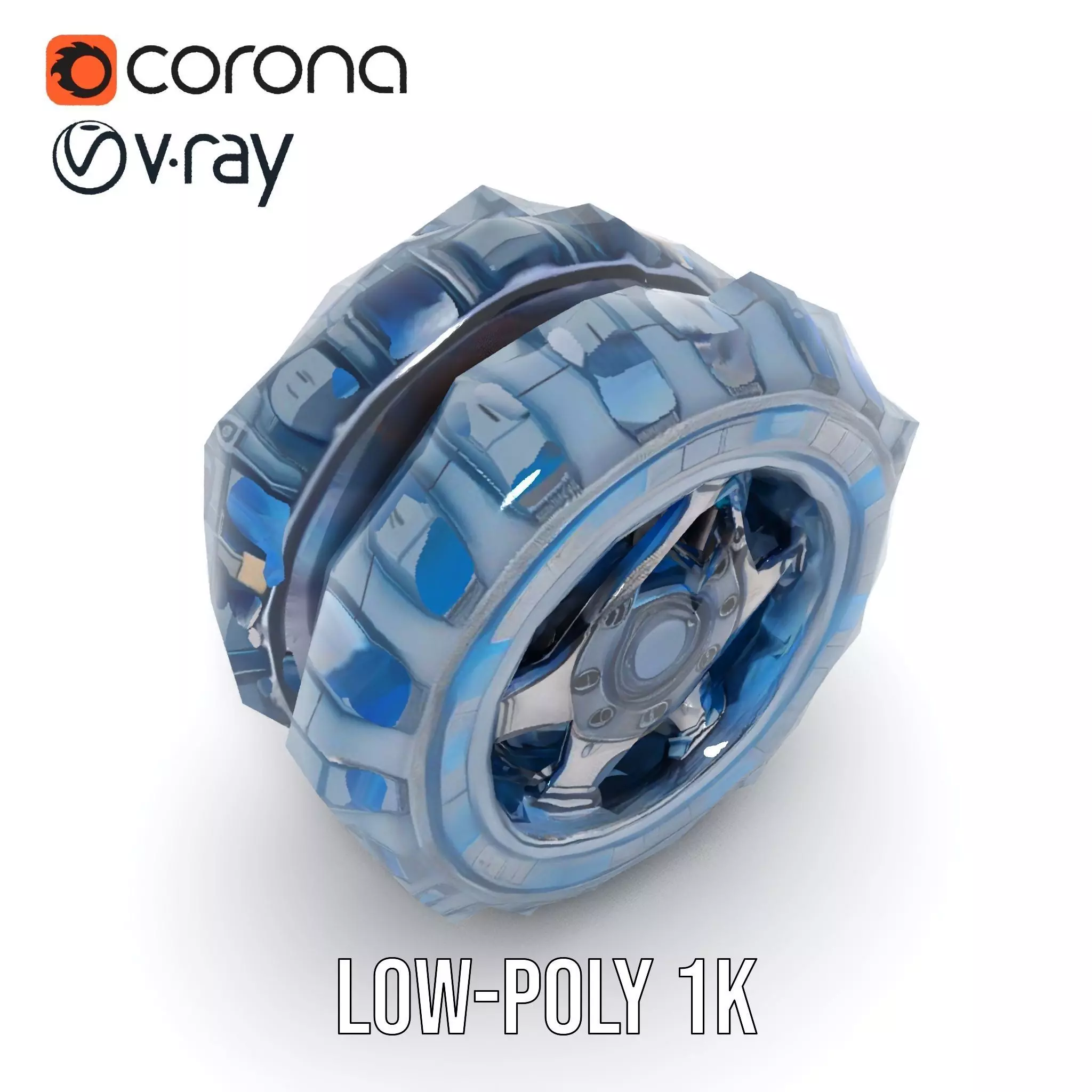 Futuristic HeavyDuty Wheel Model Pack with LED Lights Low-poly 3D model_8
