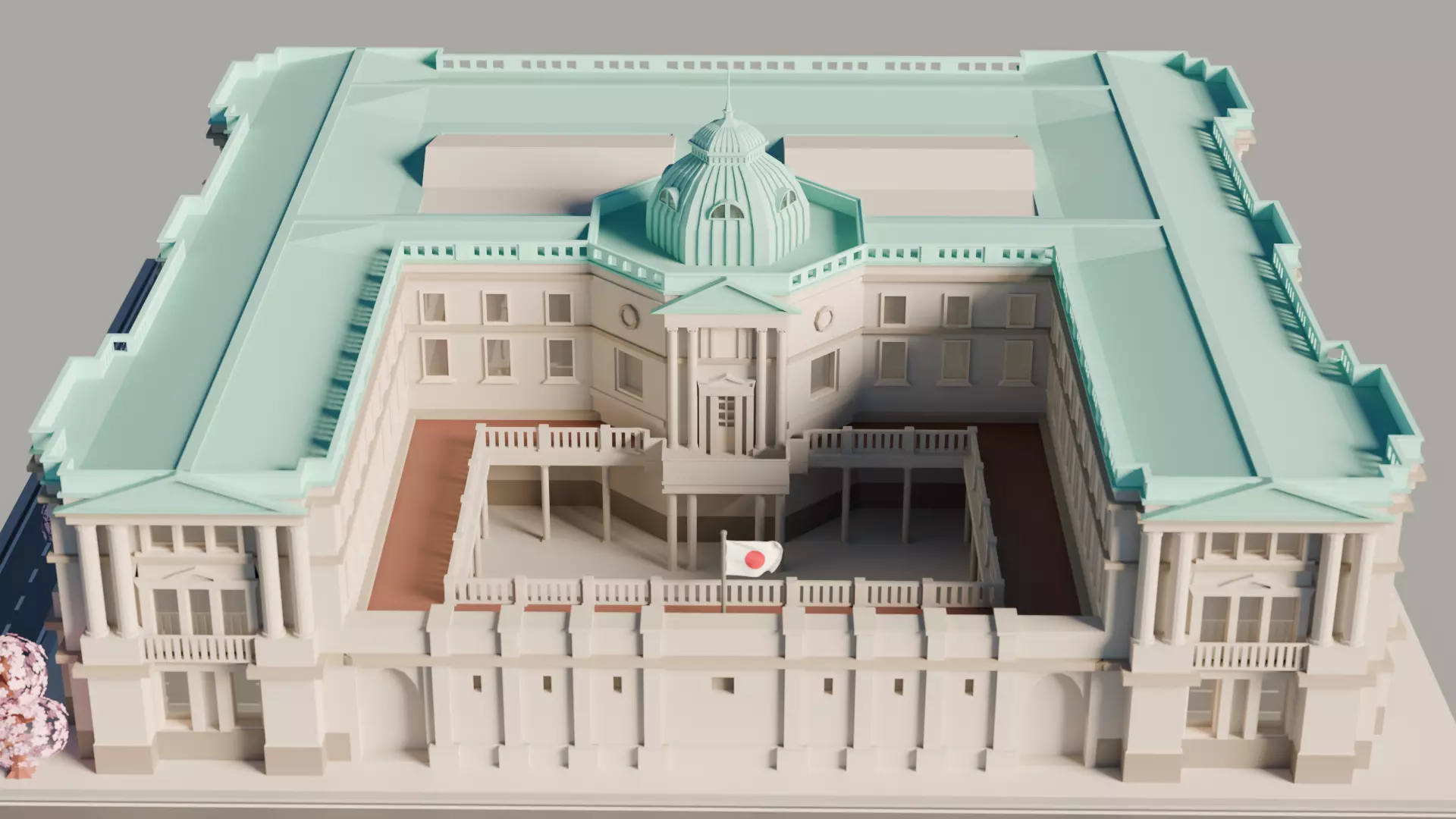 Bank of Japan Low-poly 3D model_2
