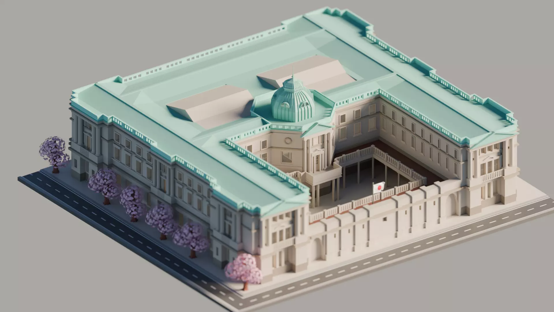Bank of Japan Low-poly 3D model_3