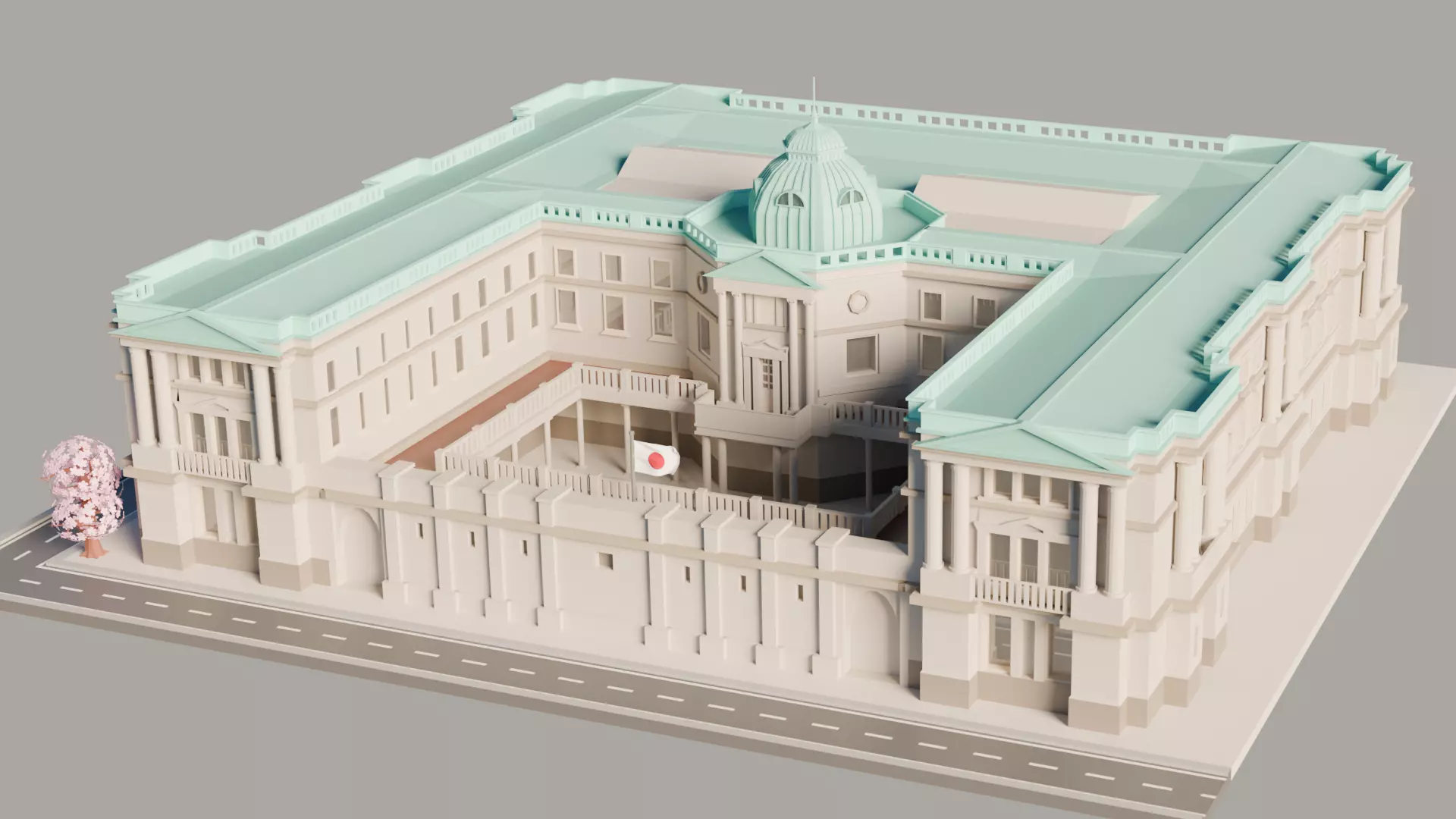 Bank of Japan Low-poly 3D model_4