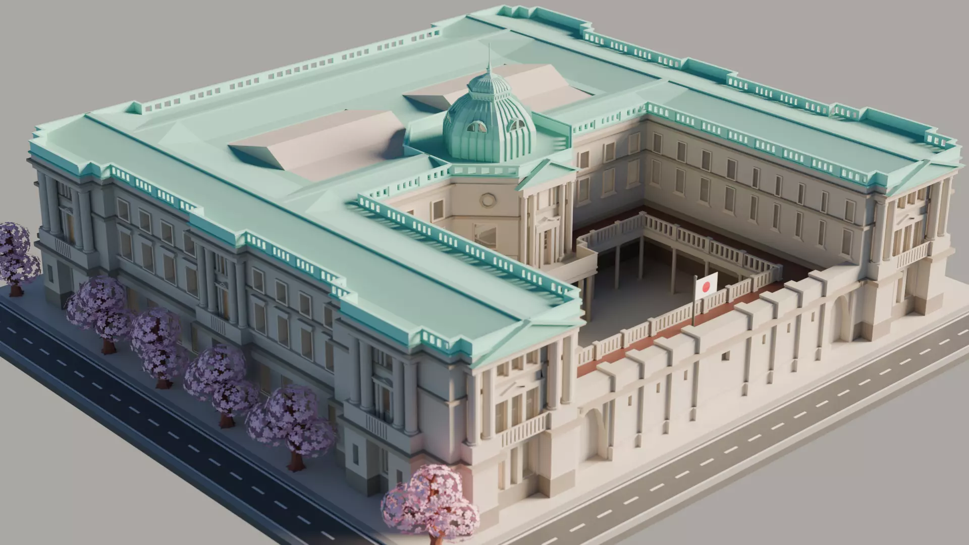 Bank of Japan Low-poly 3D model_1