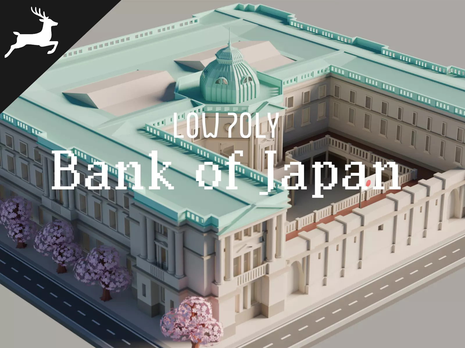 Bank of Japan Low-poly 3D model_0