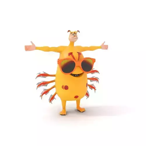 Cheerful Monster with Sunglasses Model Pack Low-poly 3D model