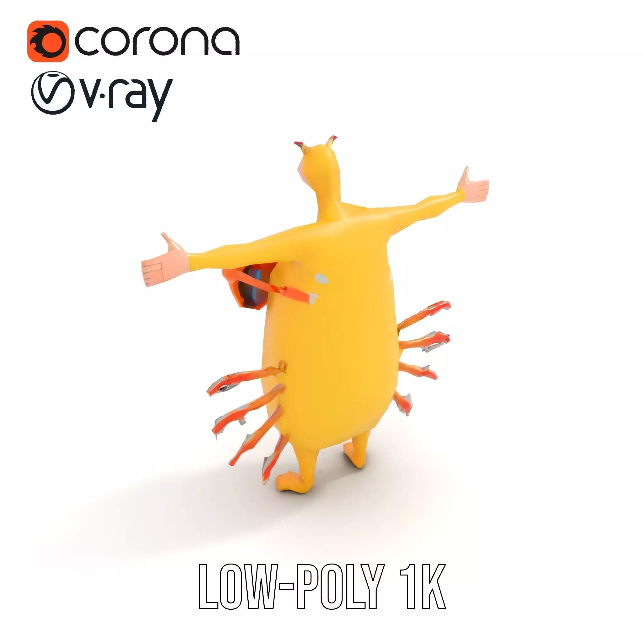 Cheerful Monster with Sunglasses Model Pack Low-poly 3D model_8