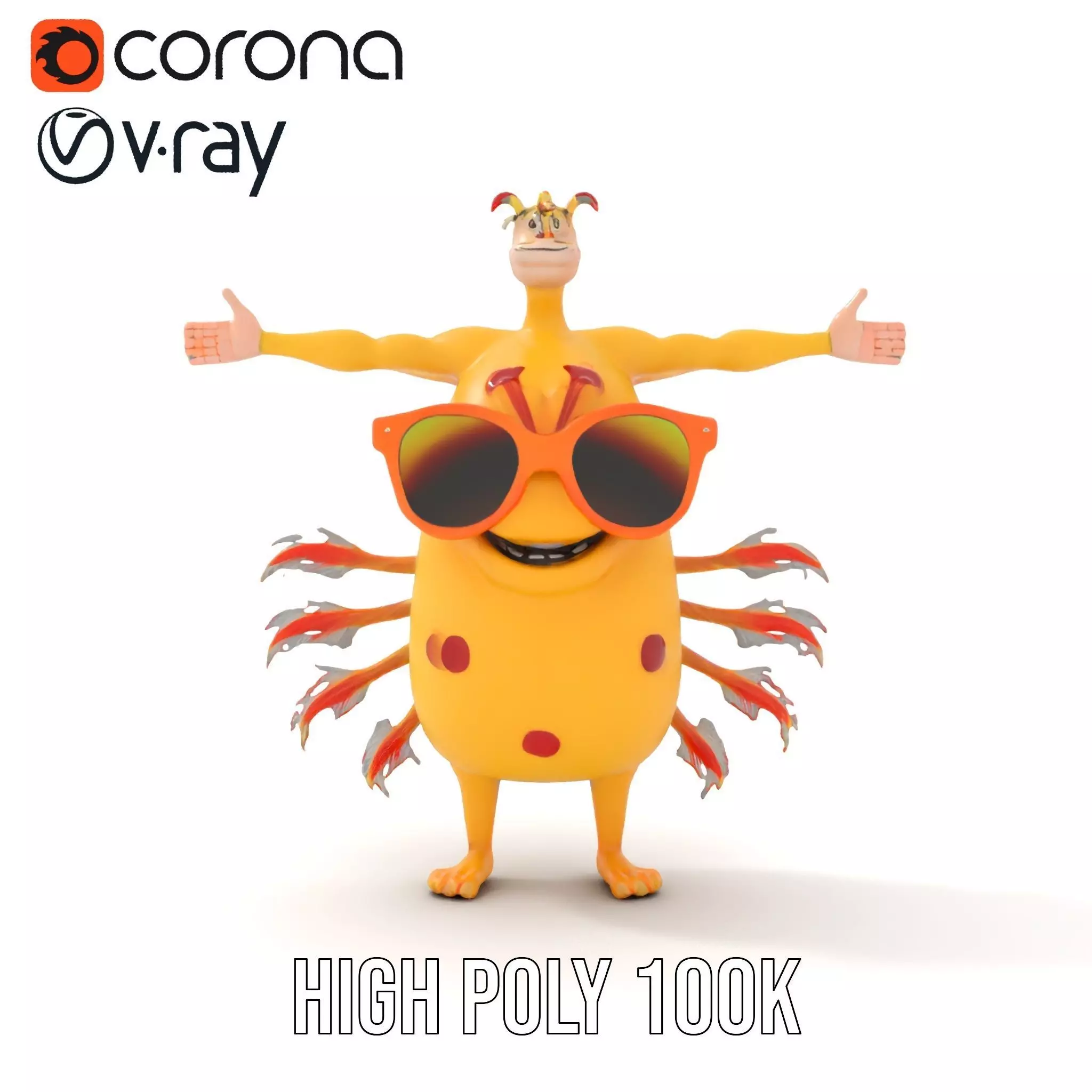 Cheerful Monster with Sunglasses Model Pack Low-poly 3D model_23