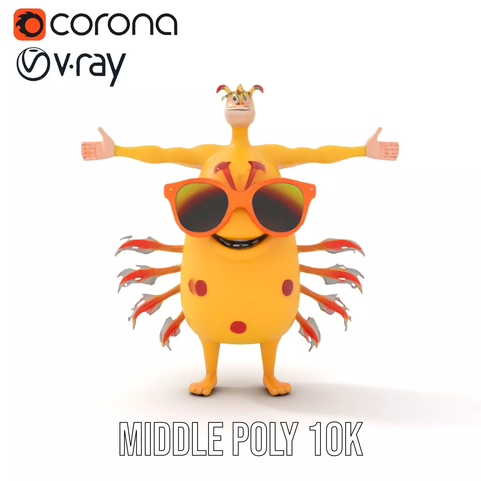Cheerful Monster with Sunglasses Model Pack Low-poly 3D model_13