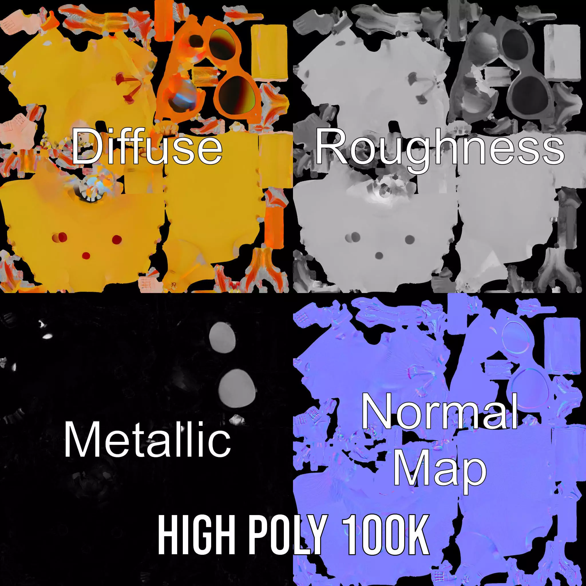 Cheerful Monster with Sunglasses Model Pack Low-poly 3D model_4