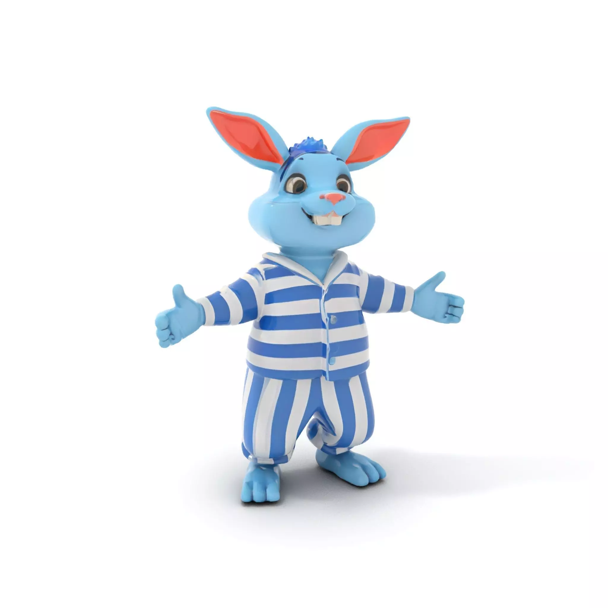 Blue Bunny Rigged and Animated Character Model in Pajamas Low-poly 3D model_0