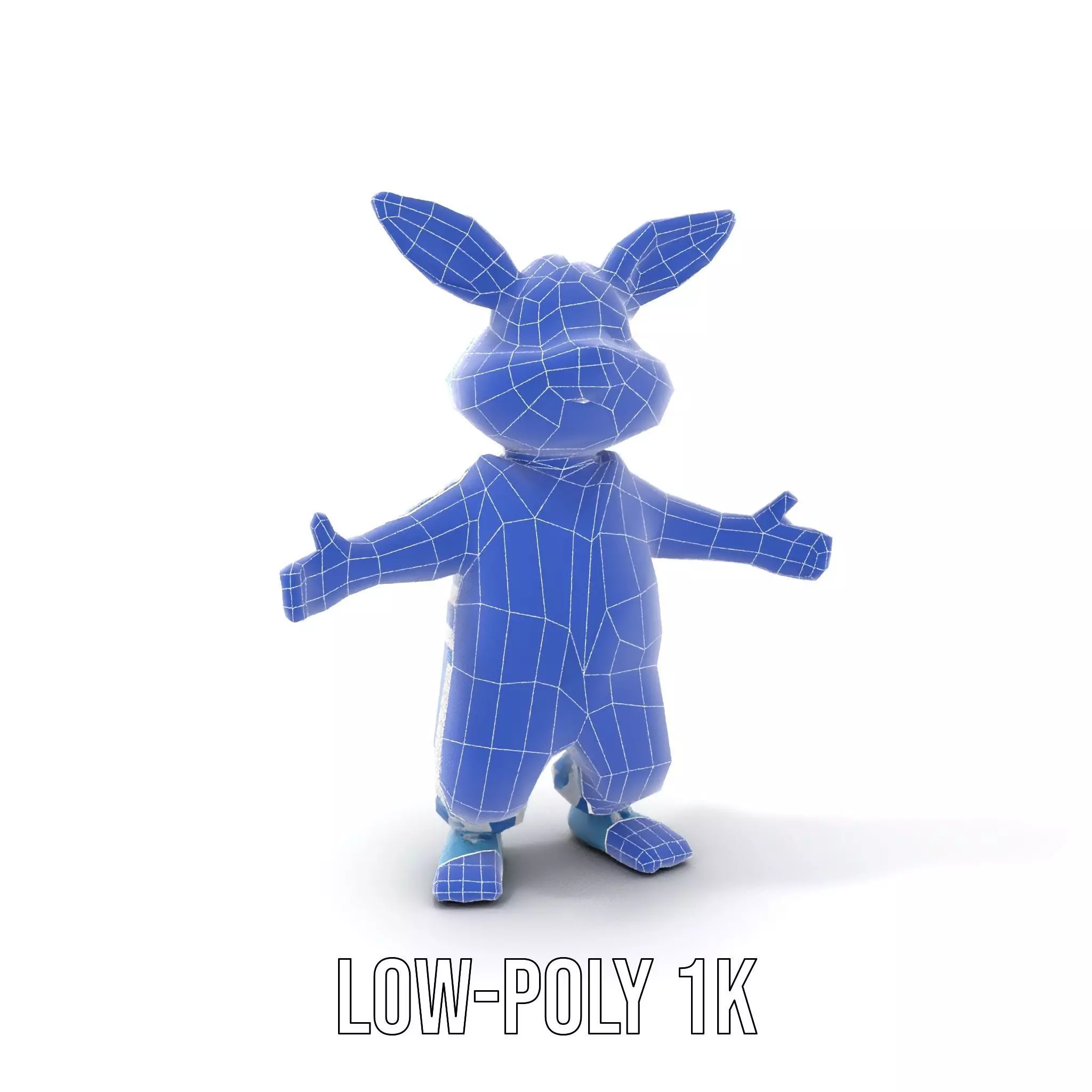 Blue Bunny Rigged and Animated Character Model in Pajamas Low-poly 3D model_15