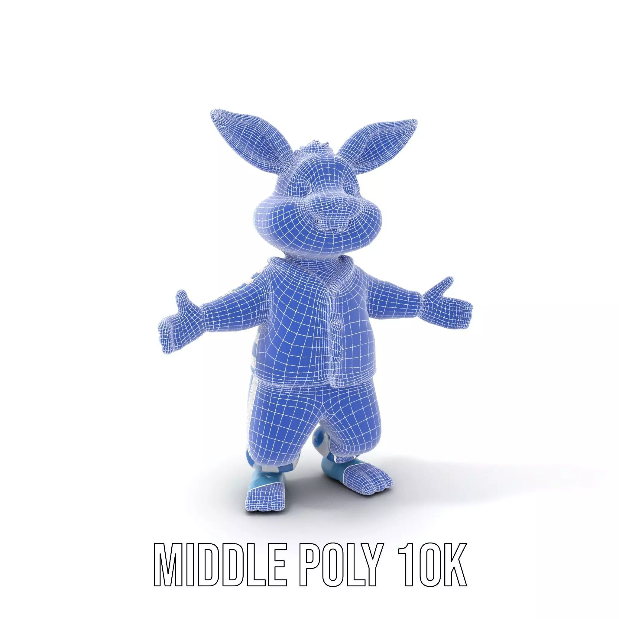 Blue Bunny Rigged and Animated Character Model in Pajamas Low-poly 3D model_14