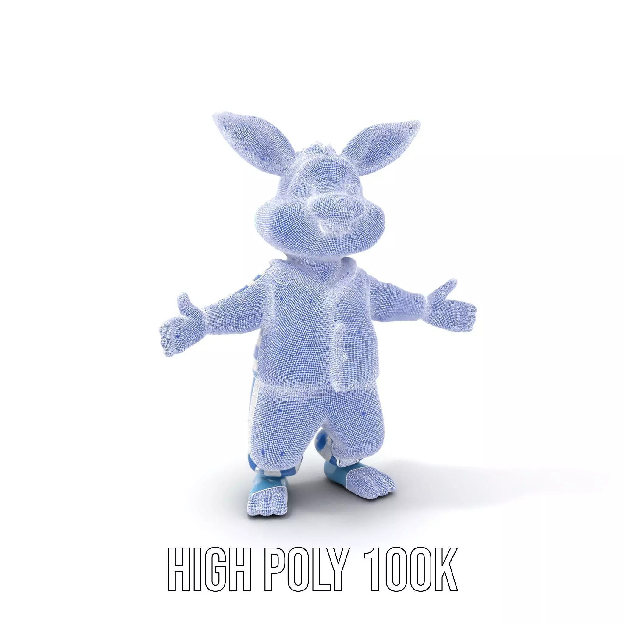 Blue Bunny Rigged and Animated Character Model in Pajamas Low-poly 3D model_5