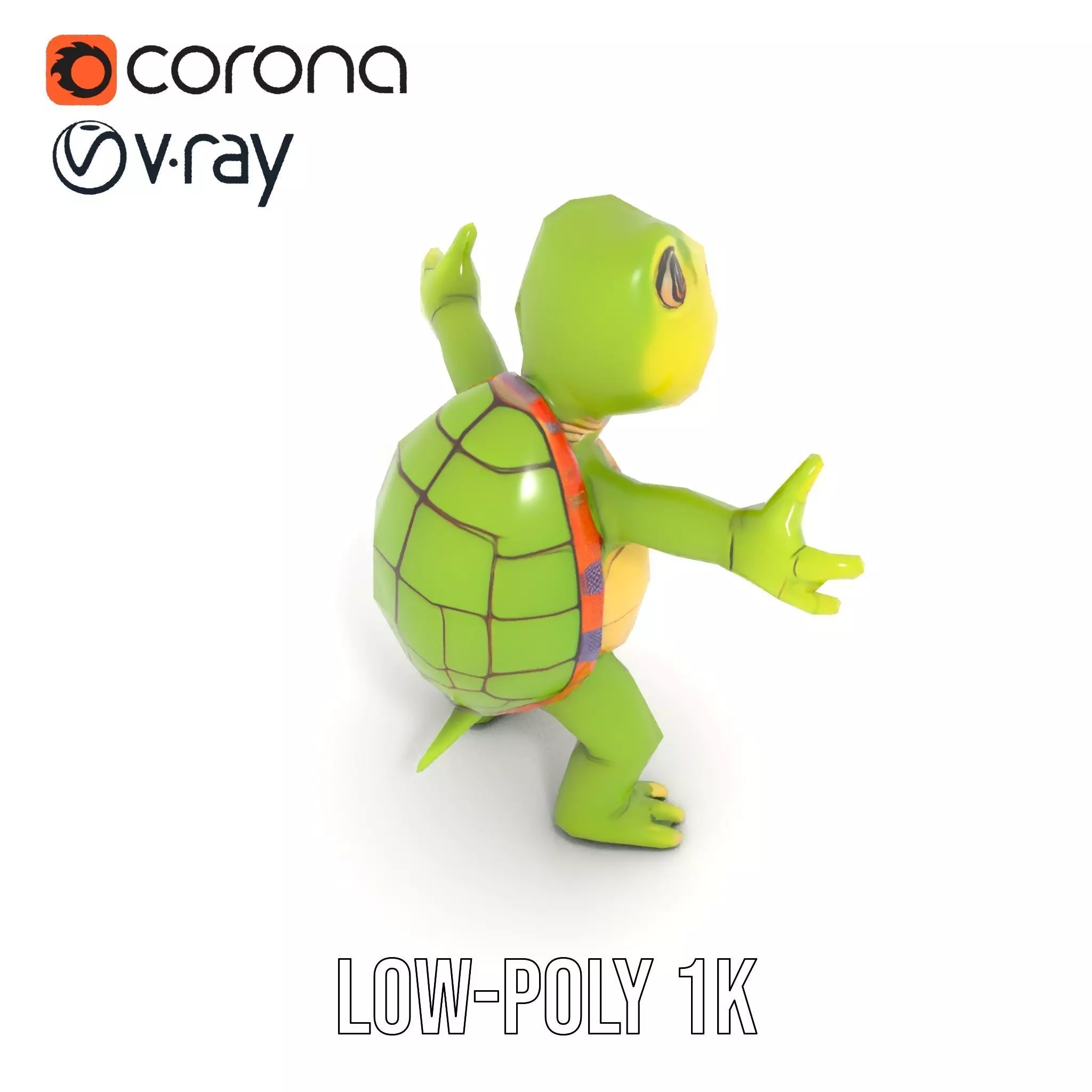 Animated Rigged Turtle Character Model for Games and VR Low-poly 3D model_9