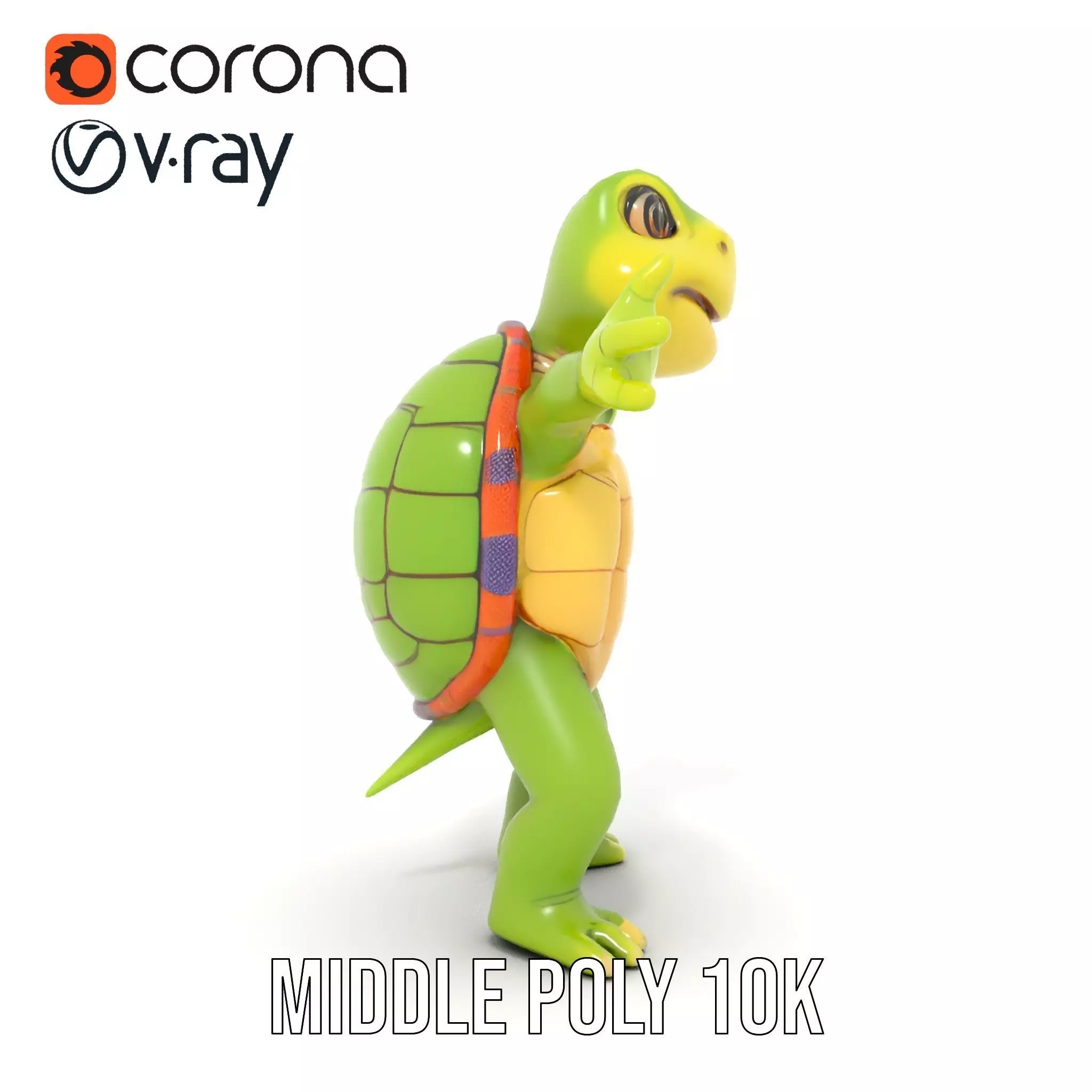 Animated Rigged Turtle Character Model for Games and VR Low-poly 3D model_12