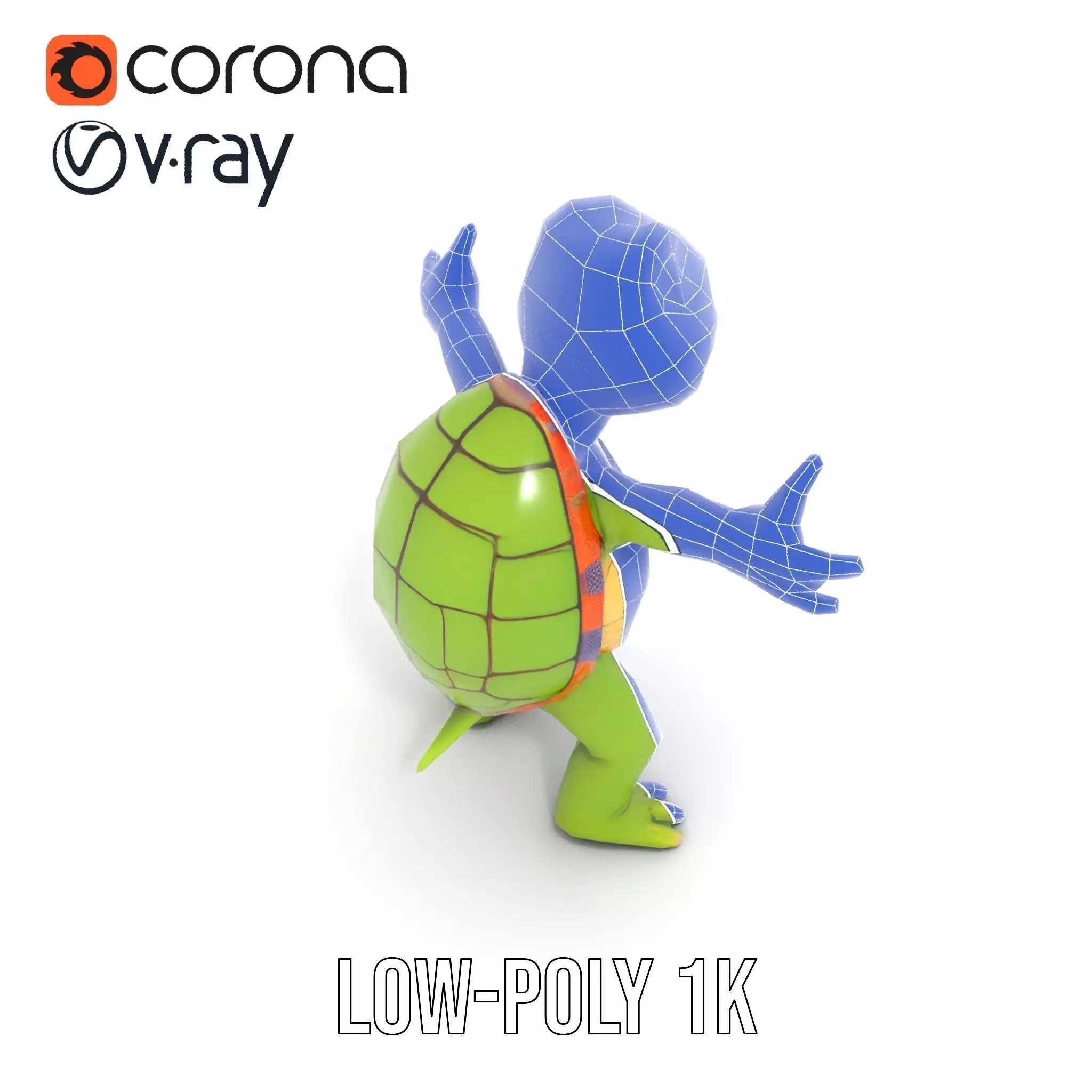 Animated Rigged Turtle Character Model for Games and VR Low-poly 3D model_16