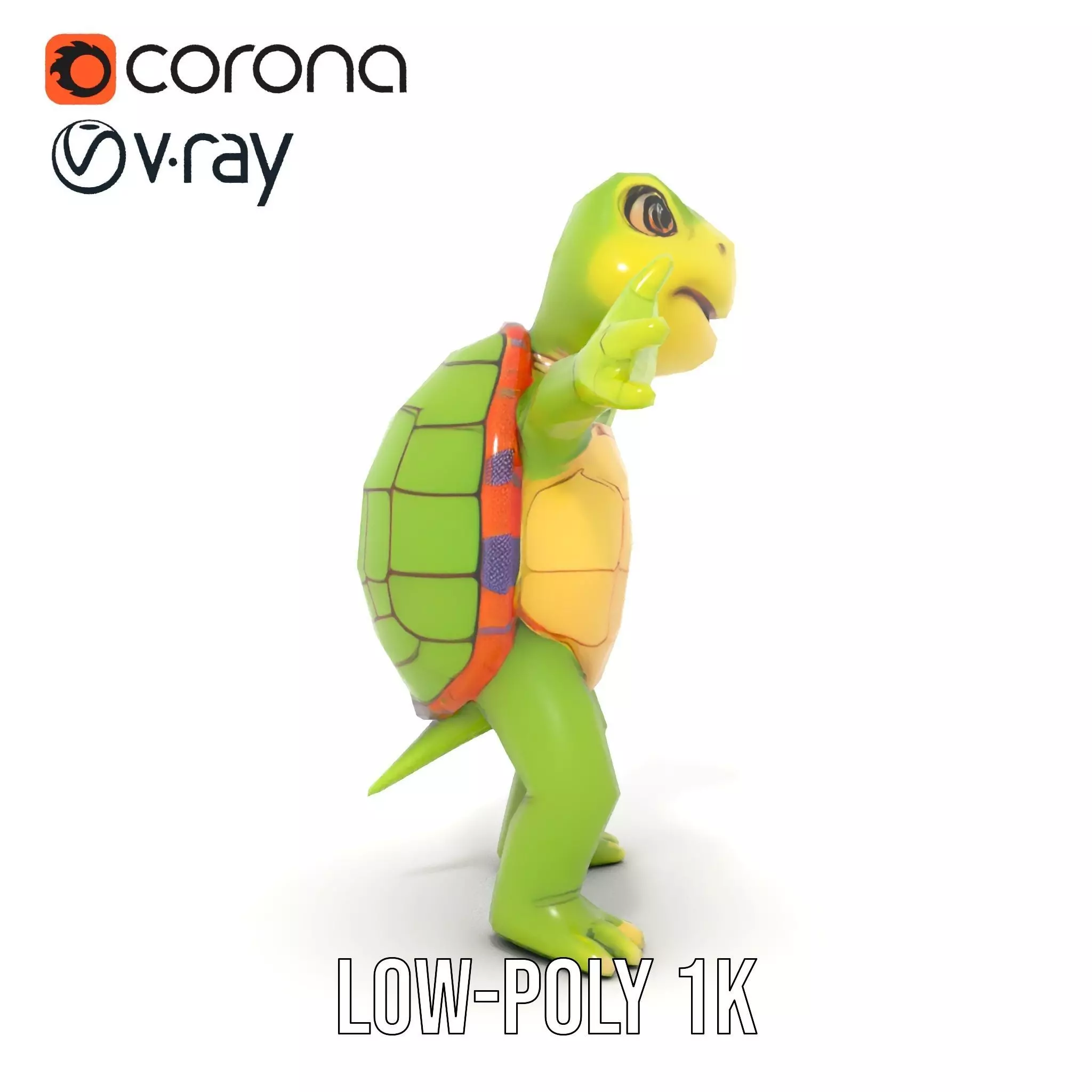 Animated Rigged Turtle Character Model for Games and VR Low-poly 3D model_19