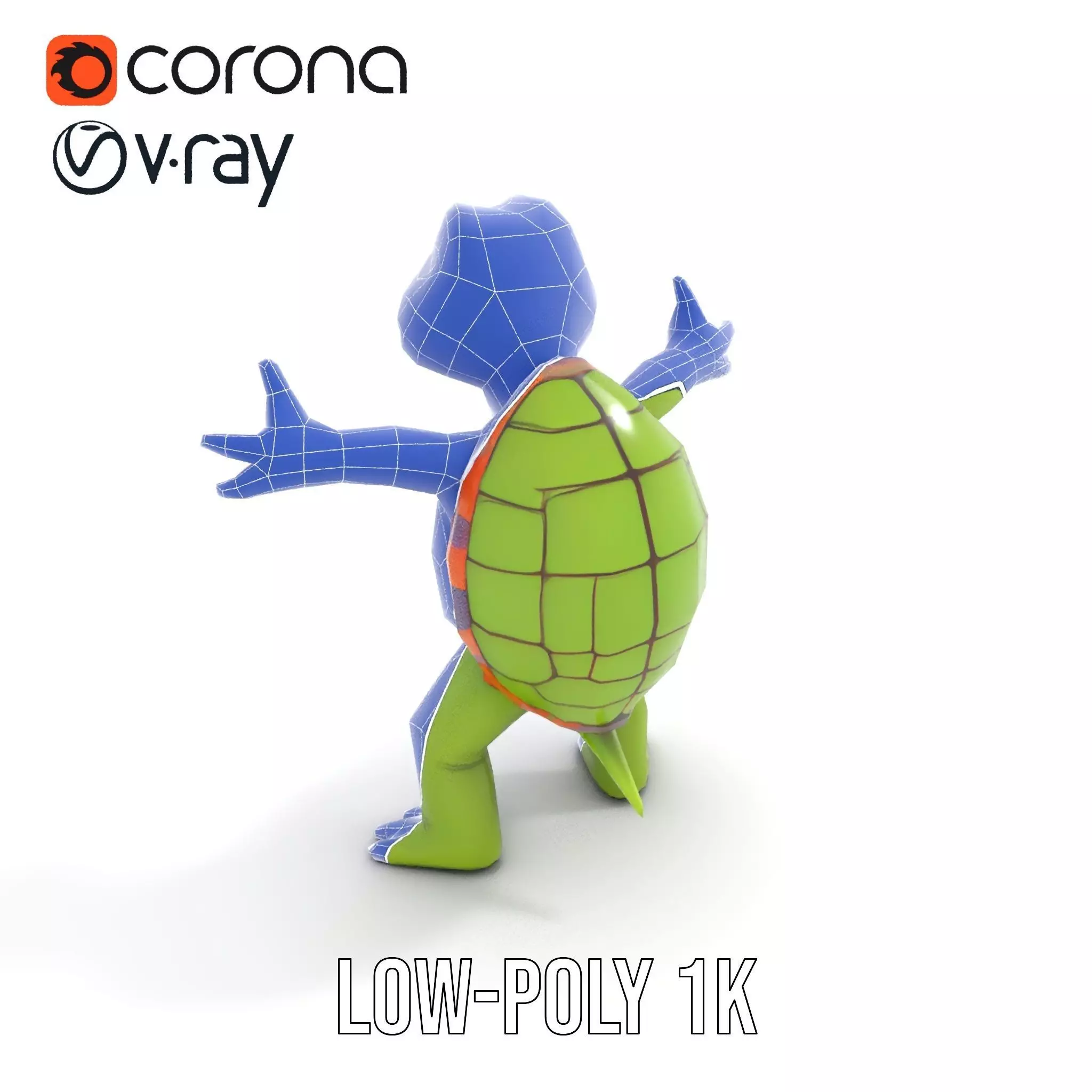 Animated Rigged Turtle Character Model for Games and VR Low-poly 3D model_28