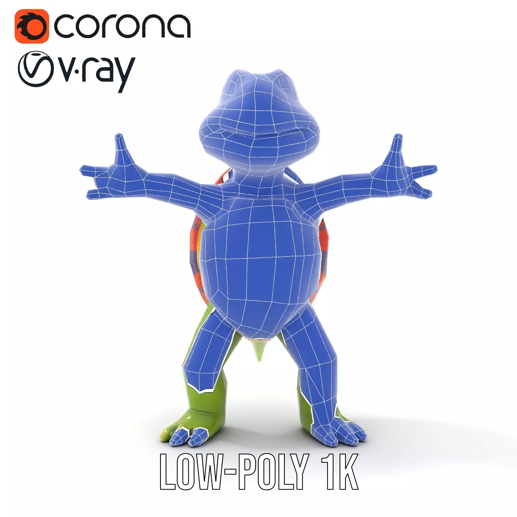 Animated Rigged Turtle Character Model for Games and VR Low-poly 3D model_13