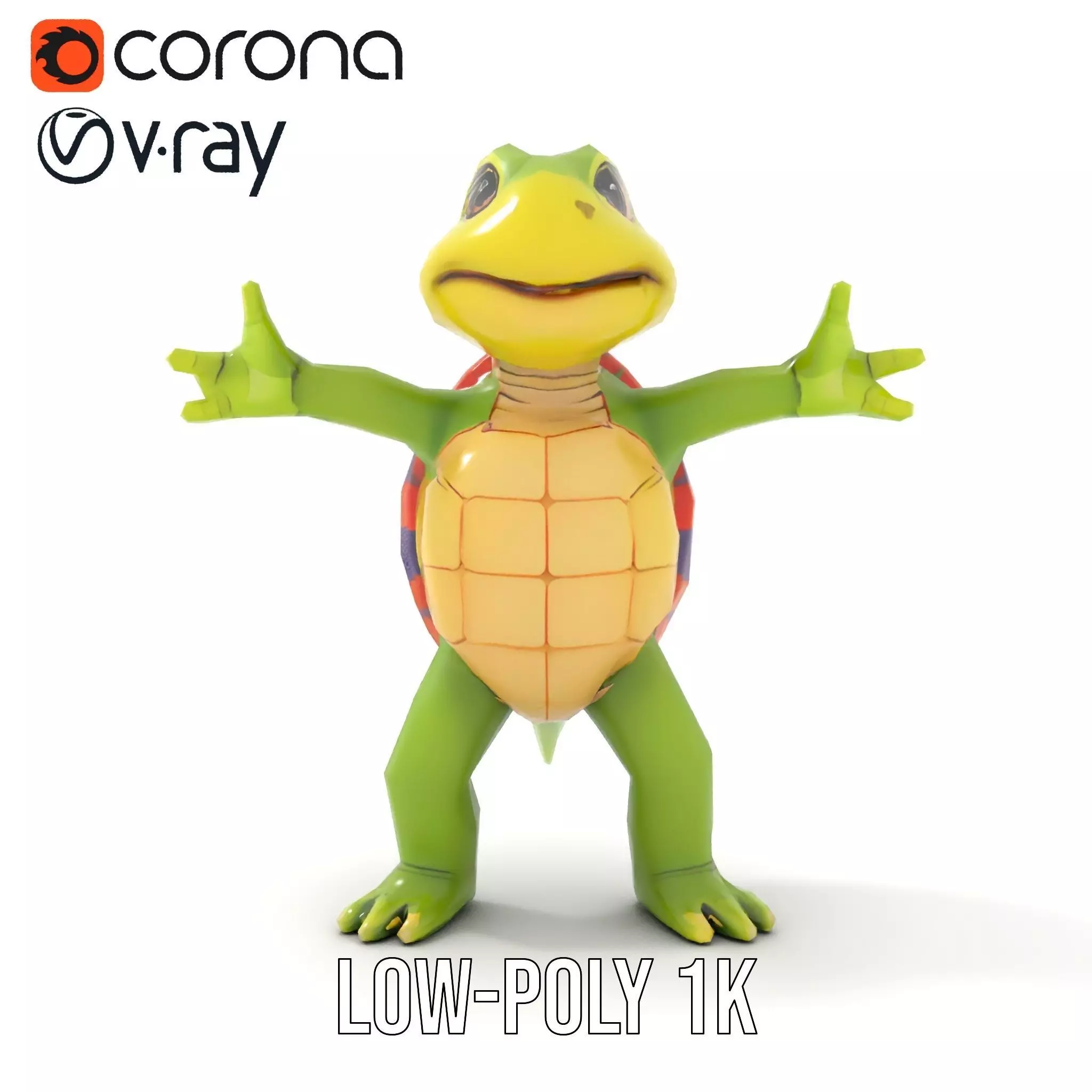 Animated Rigged Turtle Character Model for Games and VR Low-poly 3D model_25