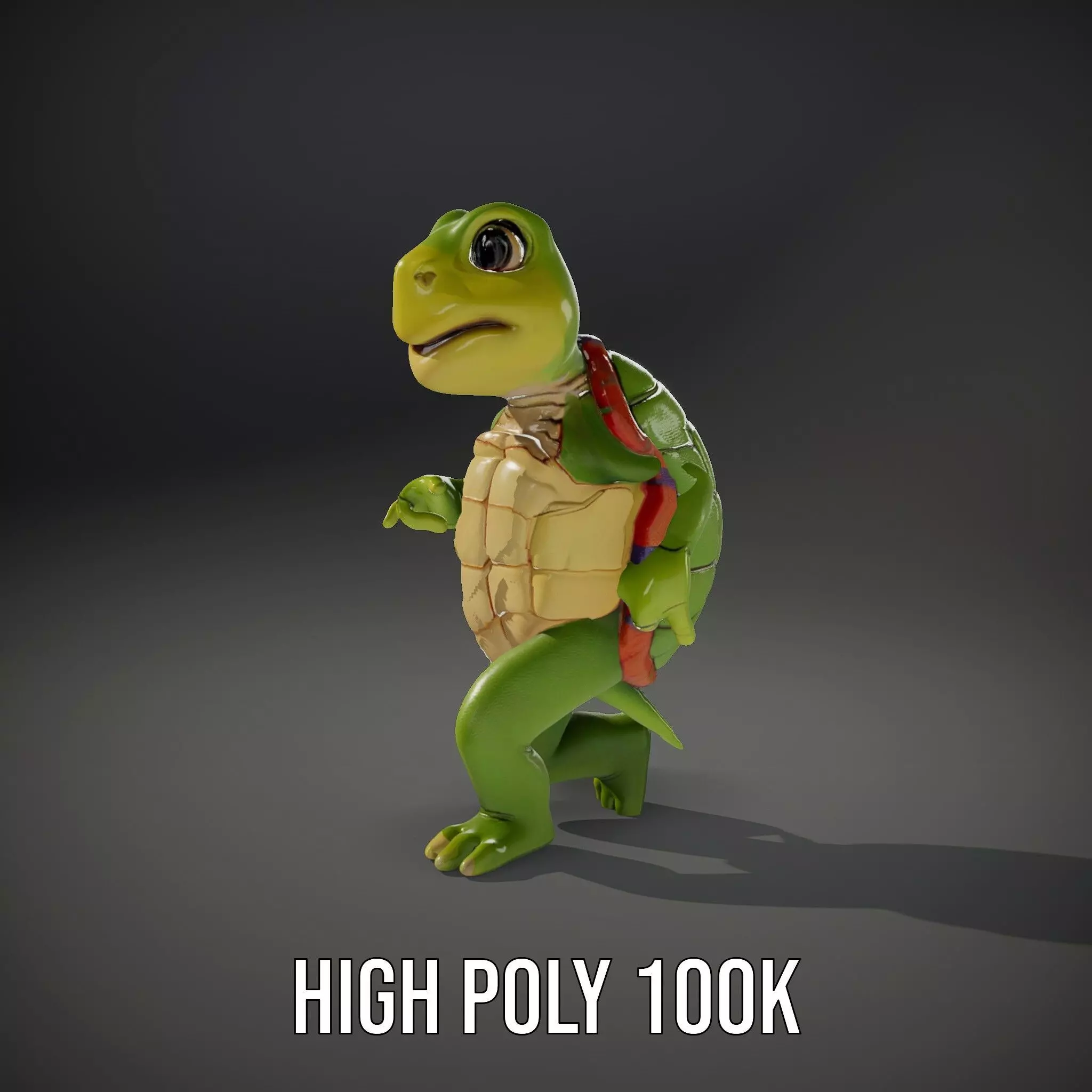 Animated Rigged Turtle Character Model for Games and VR Low-poly 3D model_32