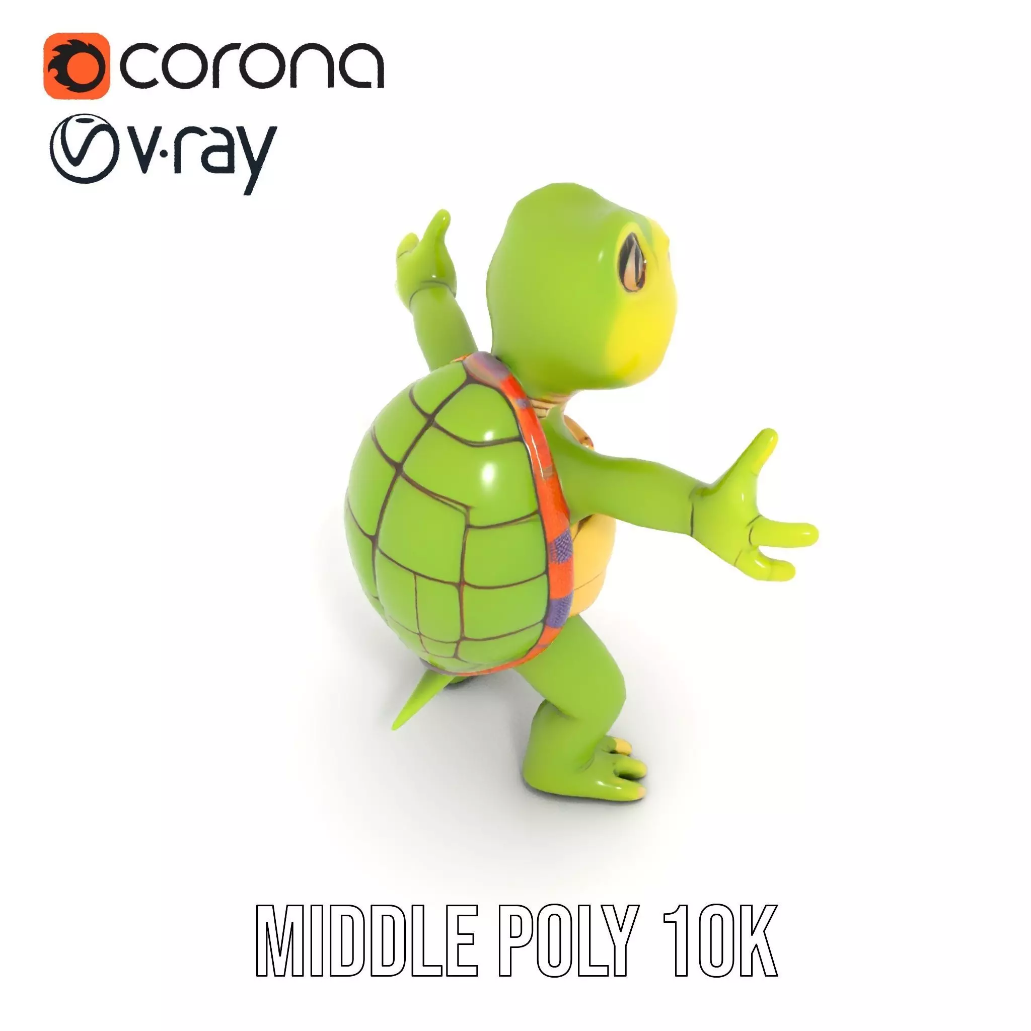 Animated Rigged Turtle Character Model for Games and VR Low-poly 3D model_10