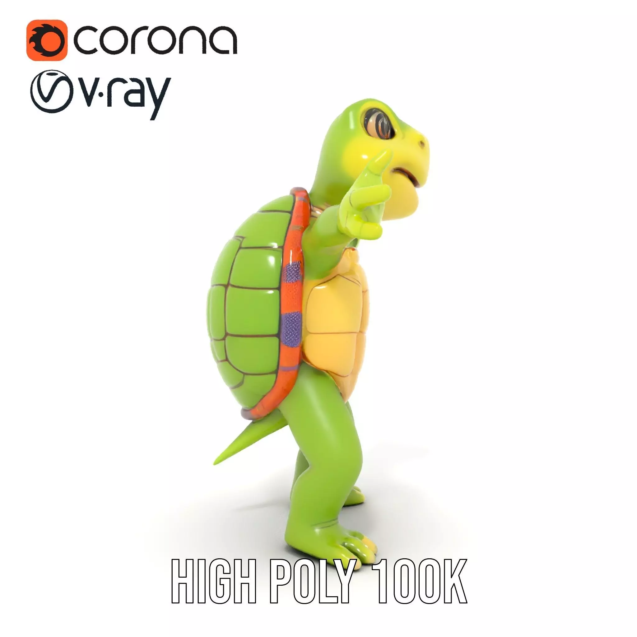 Animated Rigged Turtle Character Model for Games and VR Low-poly 3D model_20