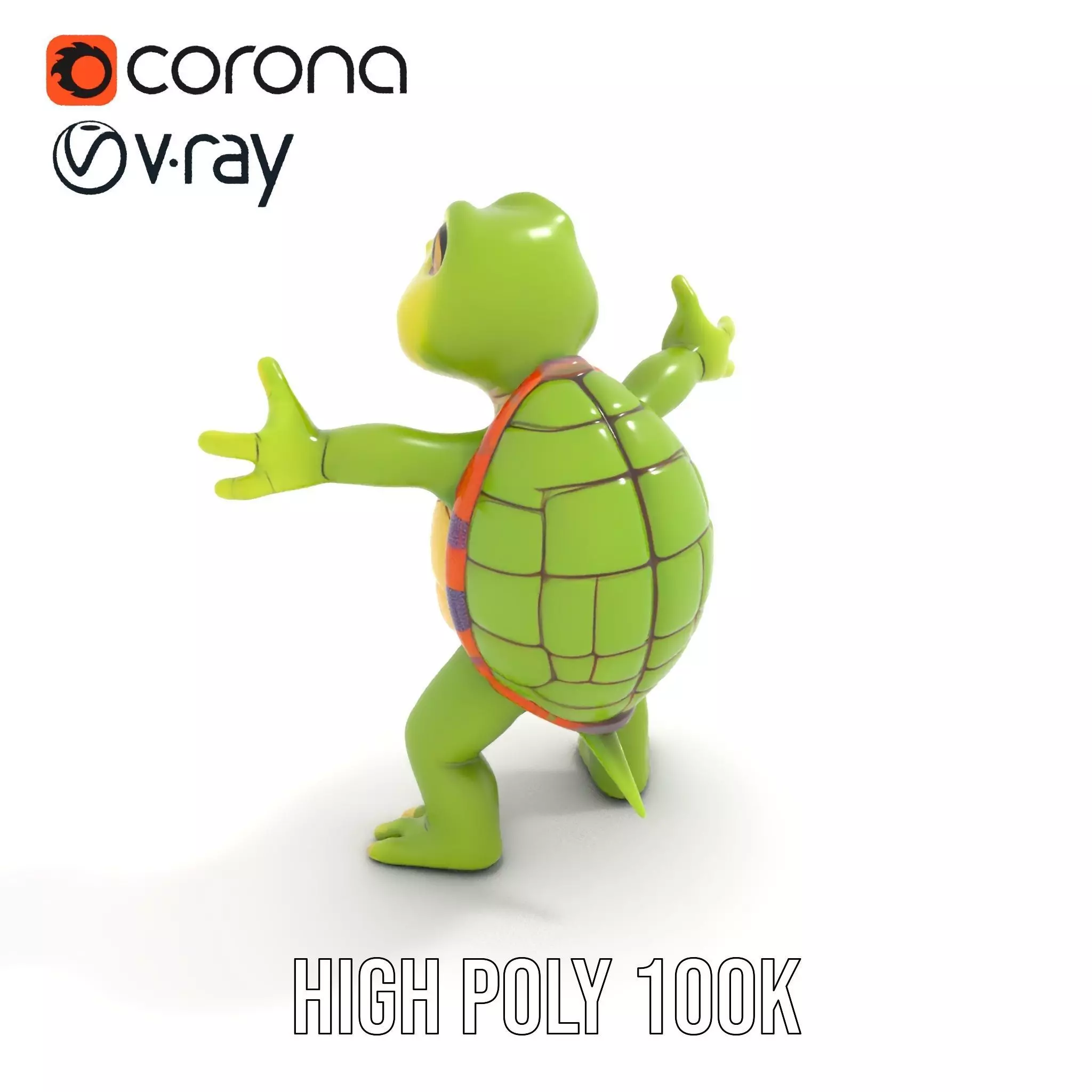 Animated Rigged Turtle Character Model for Games and VR Low-poly 3D model_14