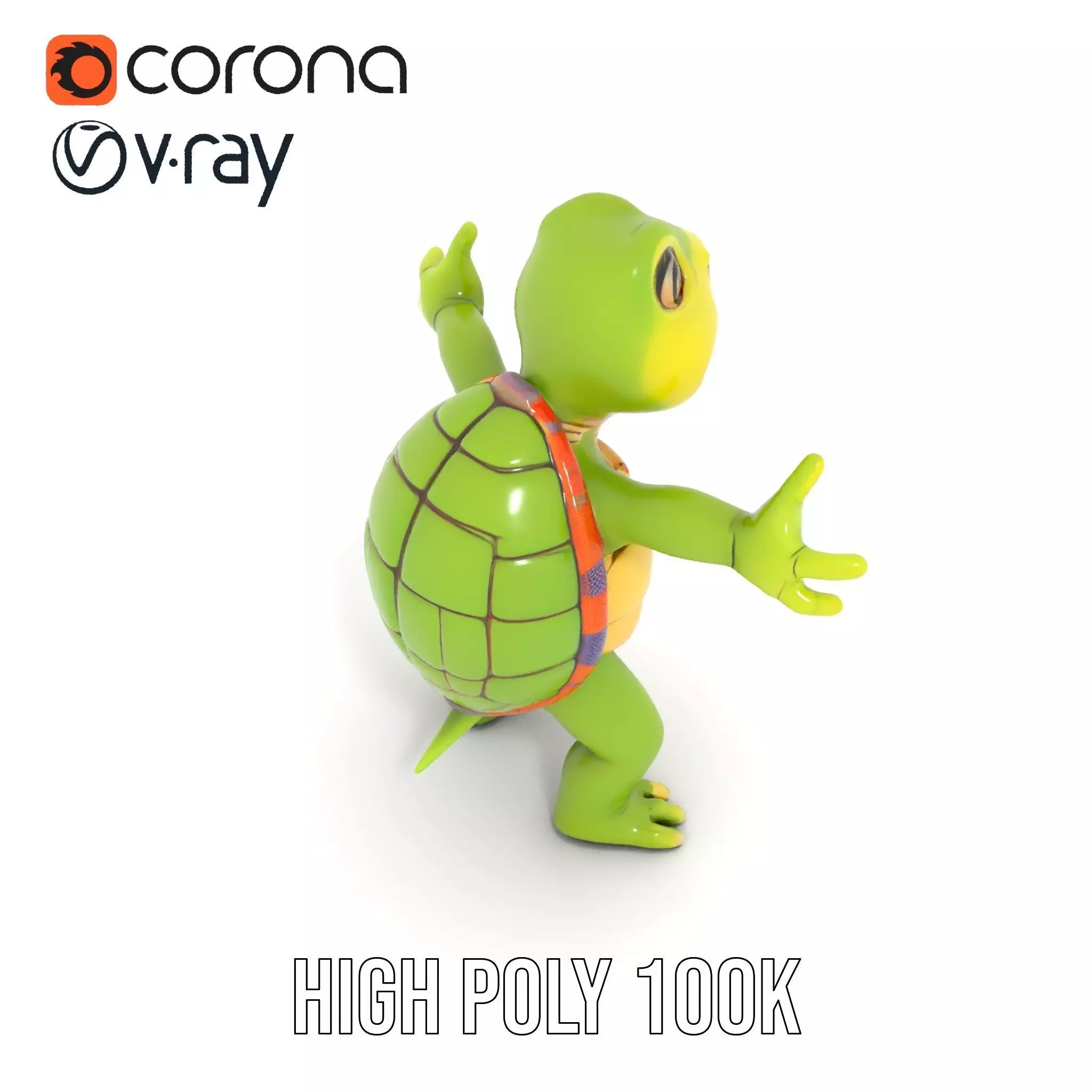 Animated Rigged Turtle Character Model for Games and VR Low-poly 3D model_17