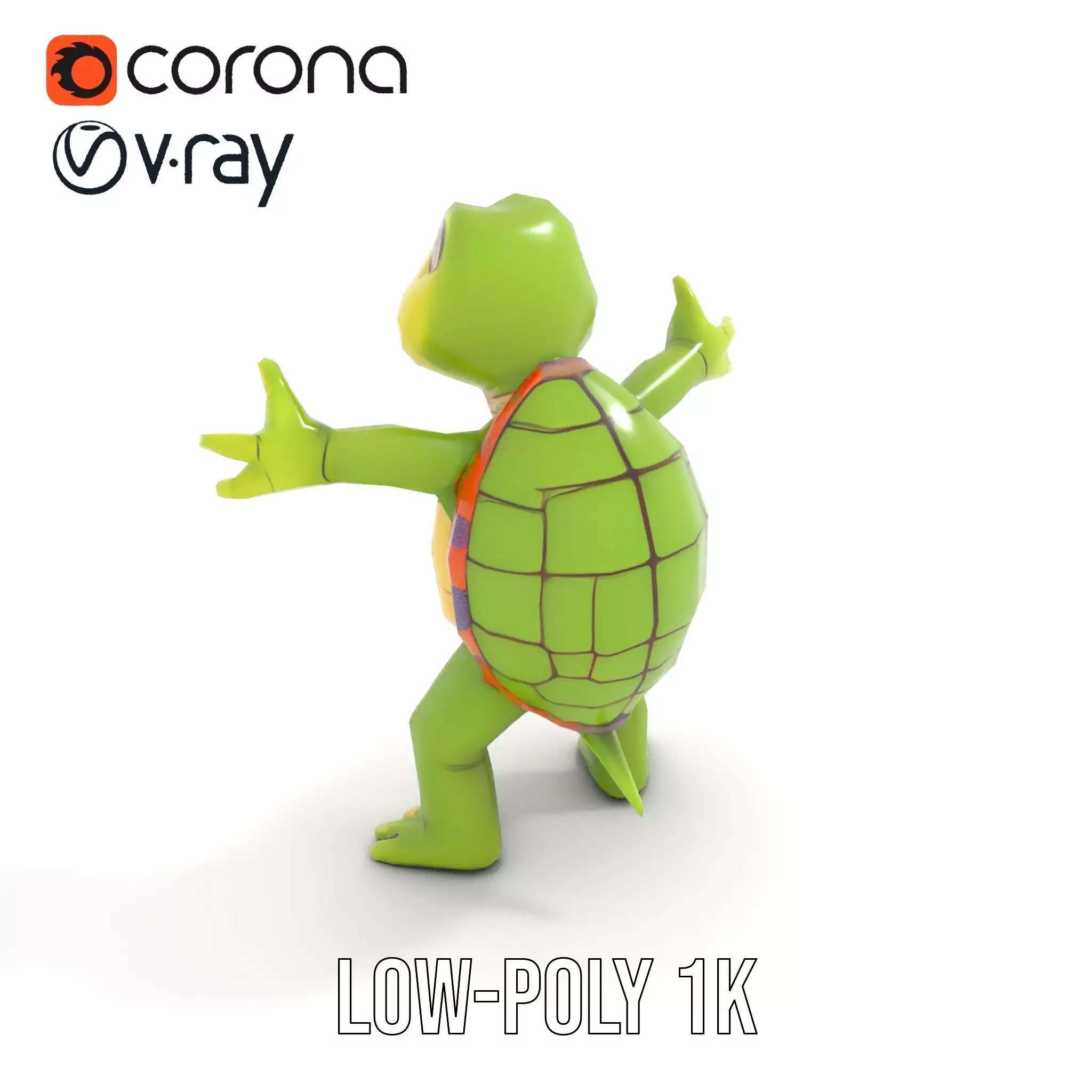 Animated Rigged Turtle Character Model for Games and VR Low-poly 3D model_8