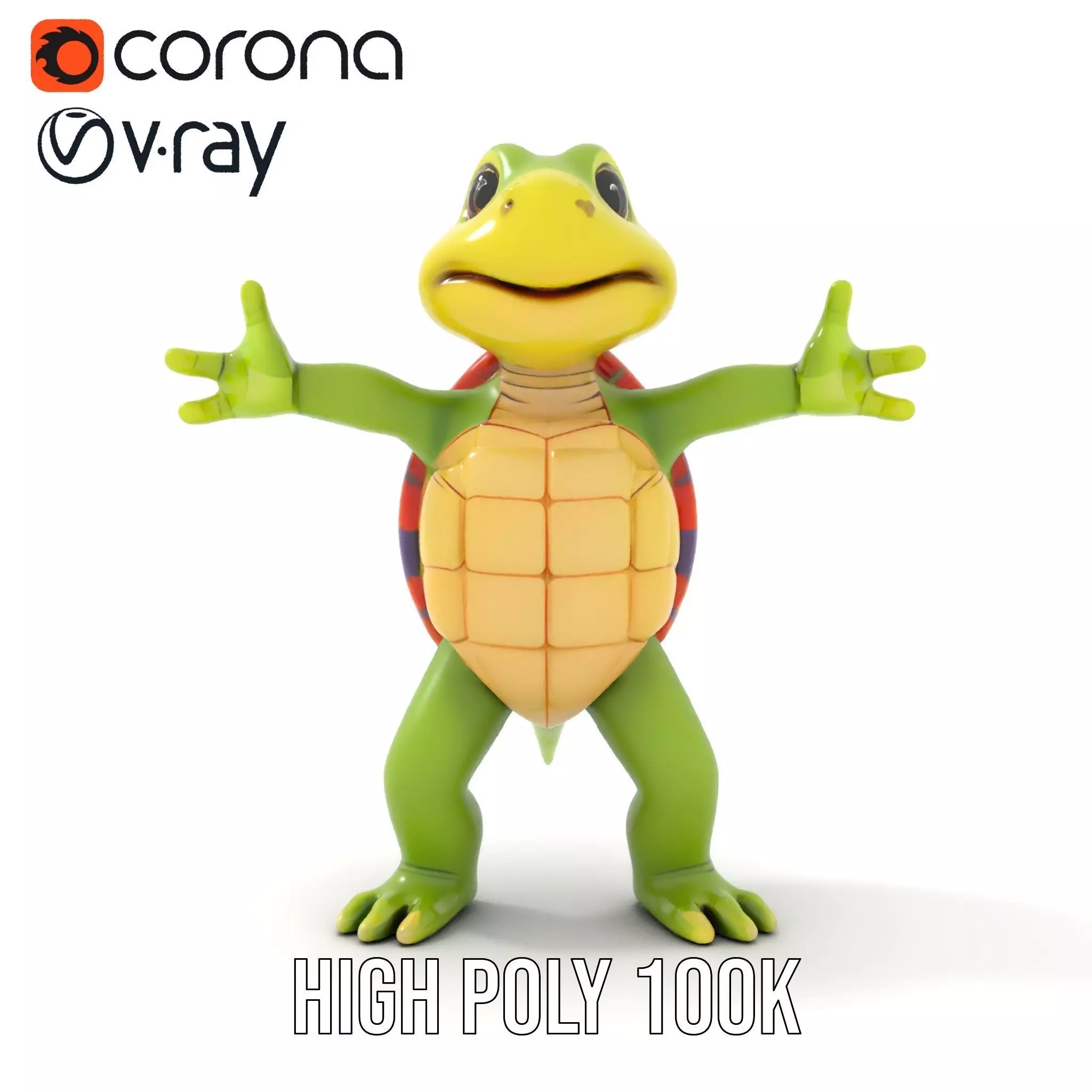 Animated Rigged Turtle Character Model for Games and VR Low-poly 3D model_26