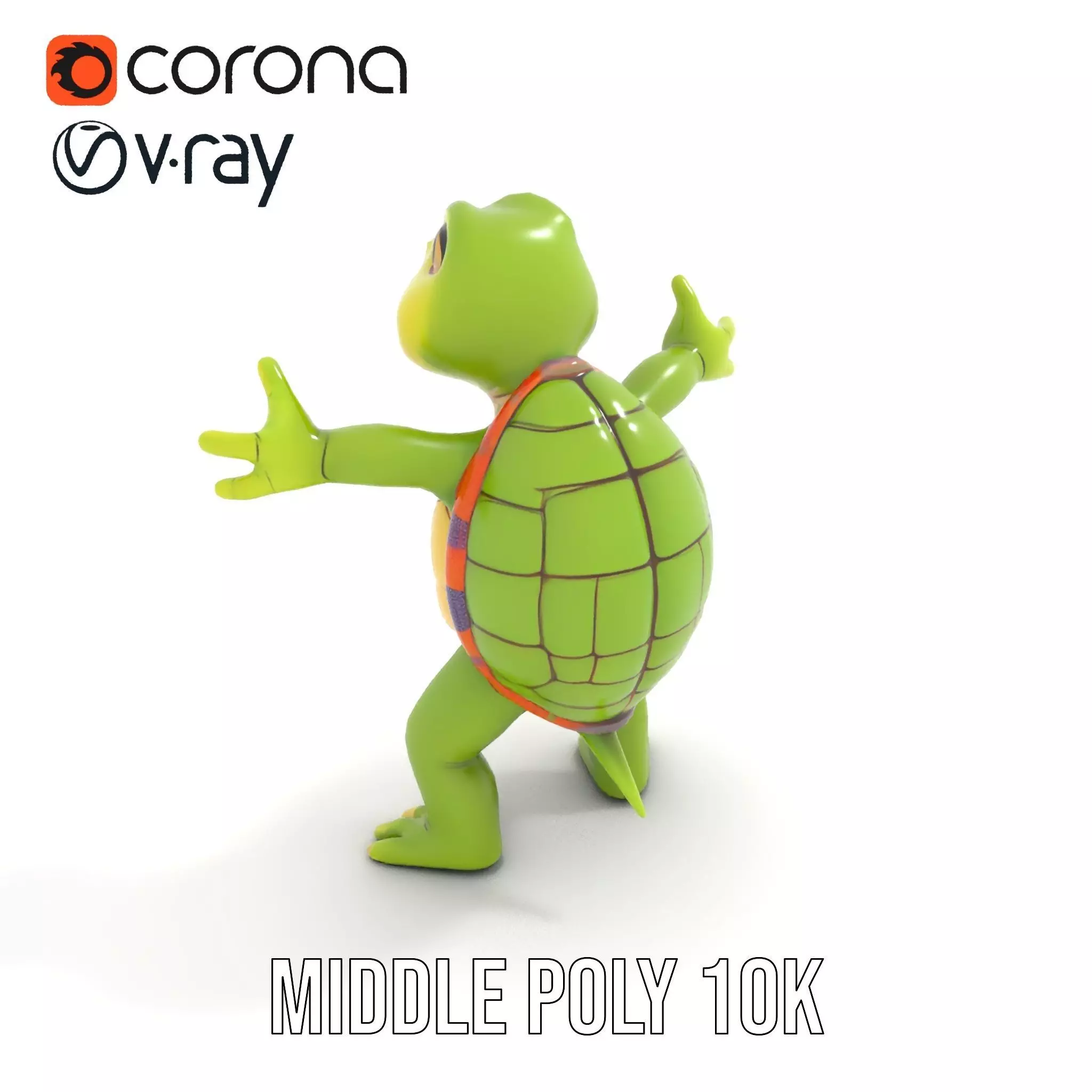 Animated Rigged Turtle Character Model for Games and VR Low-poly 3D model_6