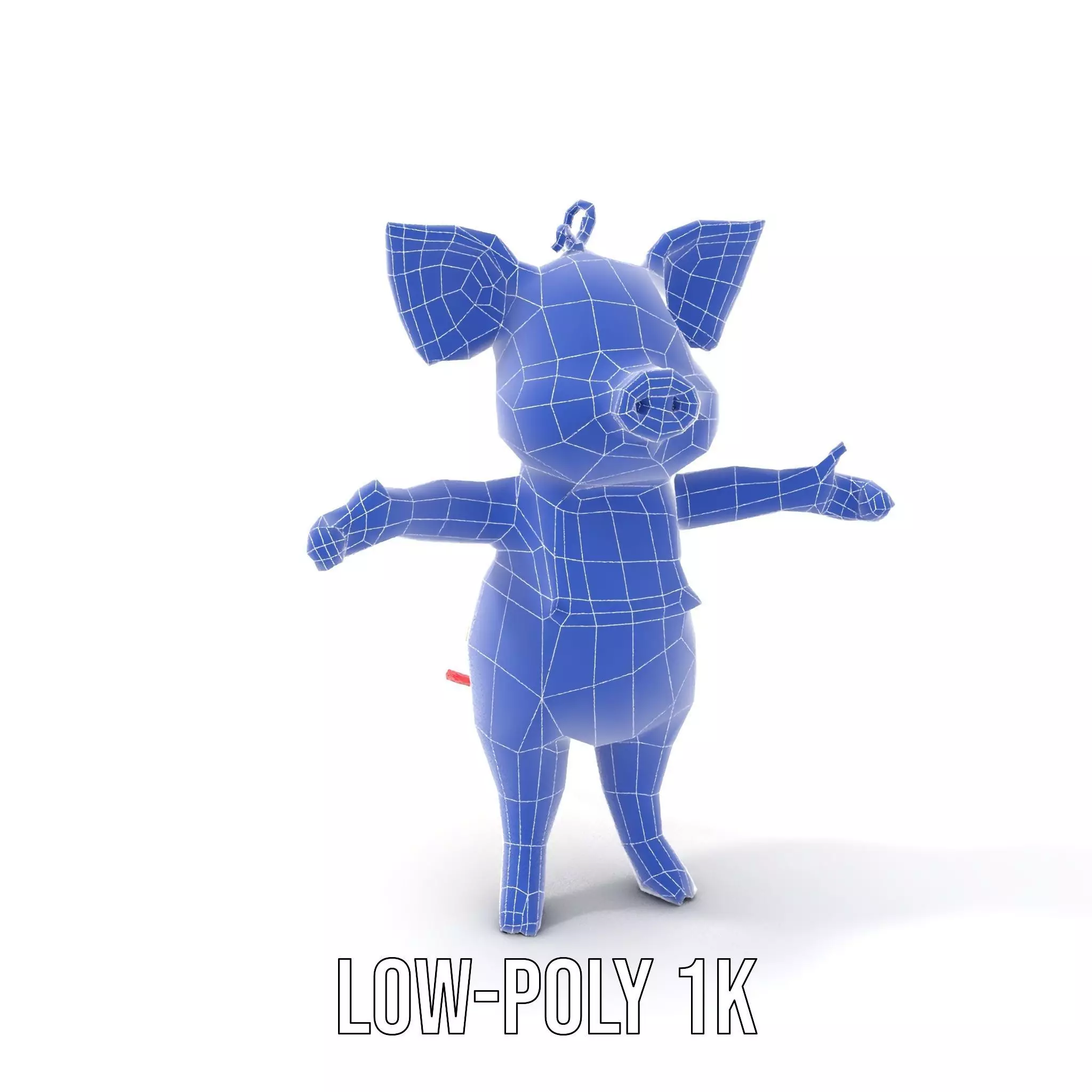Cute Piglet Character Model in Yellow Overalls Rigged and Ani... Low-poly 3D model_22