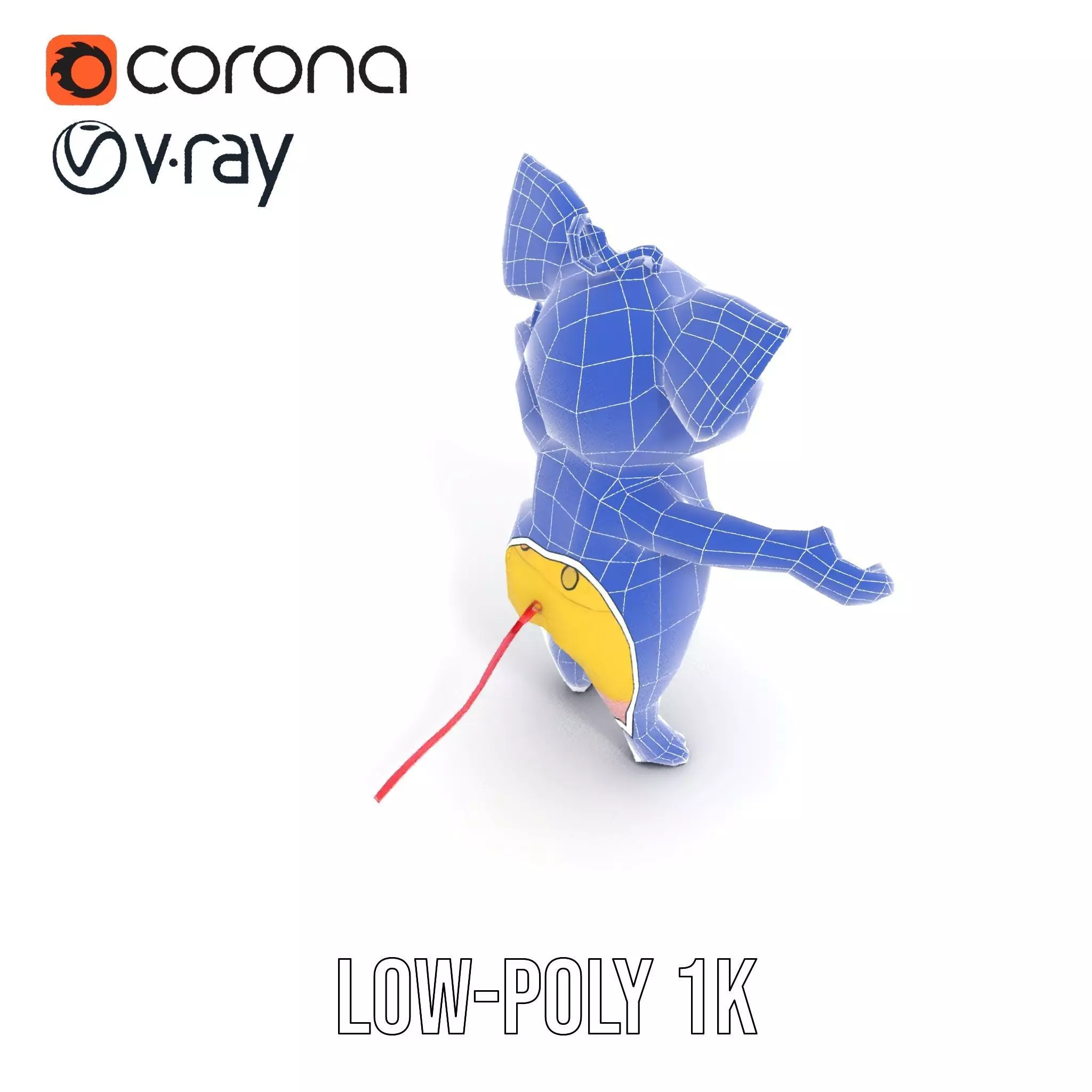 Cute Piglet Character Model in Yellow Overalls Rigged and Ani... Low-poly 3D model_31