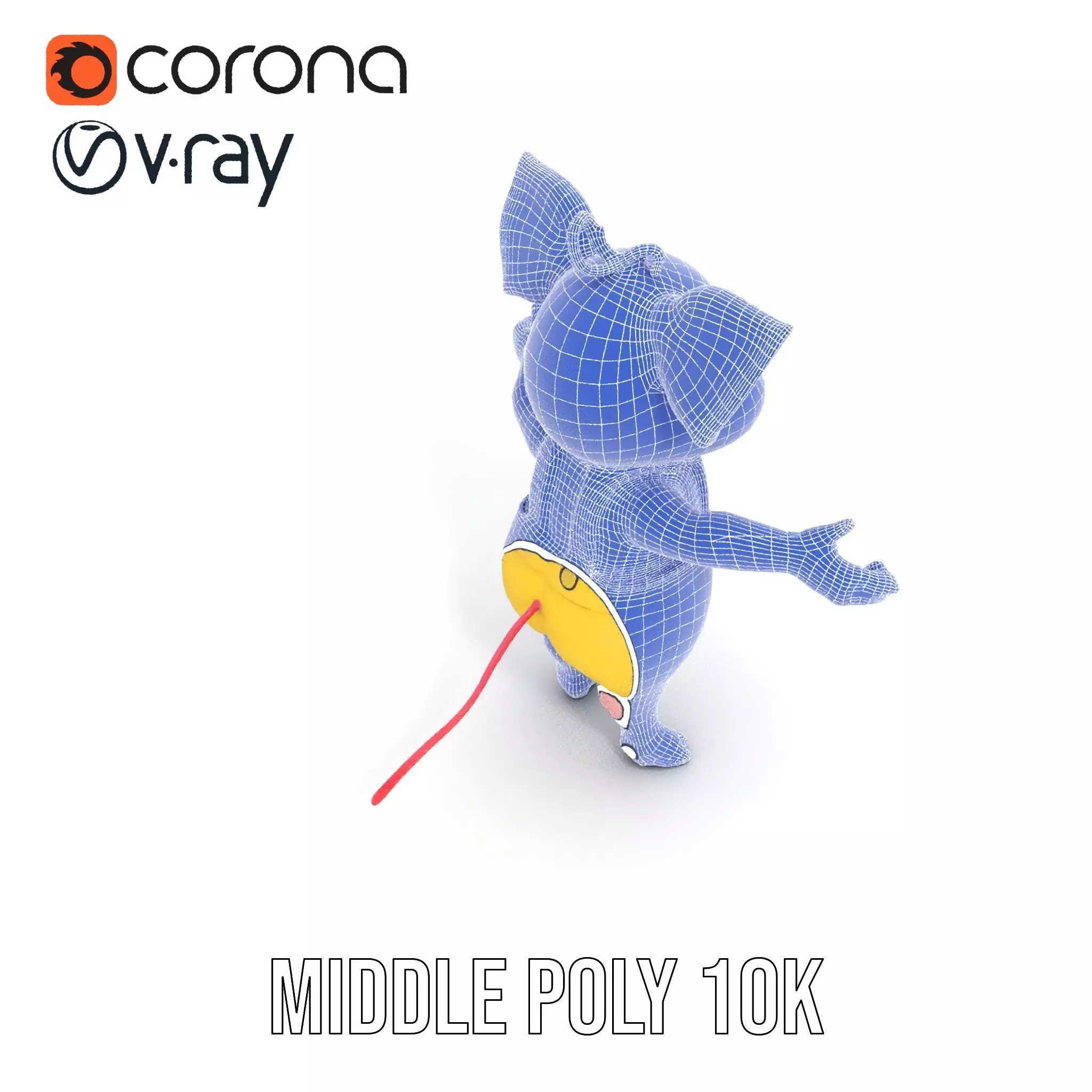 Cute Piglet Character Model in Yellow Overalls Rigged and Ani... Low-poly 3D model_27