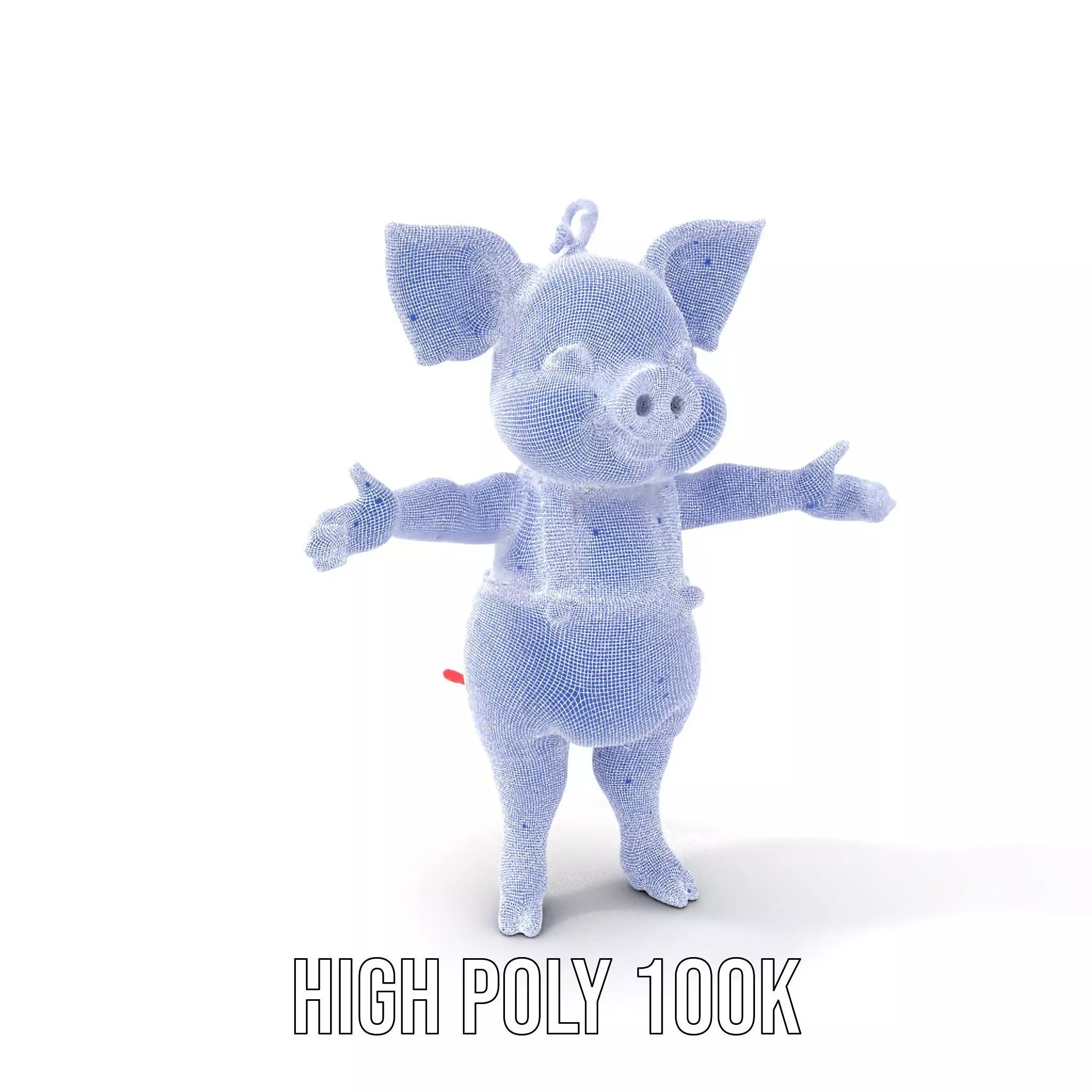 Cute Piglet Character Model in Yellow Overalls Rigged and Ani... Low-poly 3D model_5